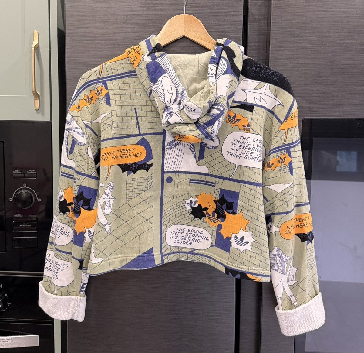 Nike Adidas Cropped Comic Book Beige Ladies Hoodie Size M / US 6-8 / IT 42-44 - 9 Thumbnail