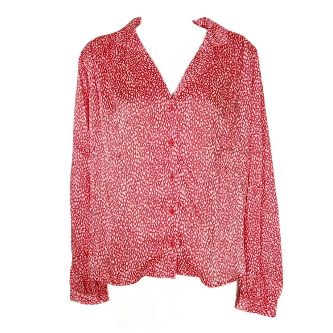 Topshop Topshop red white oversized button down shirt size 10 medium Size L / US 10 / IT 46 - 11 Thumbnail