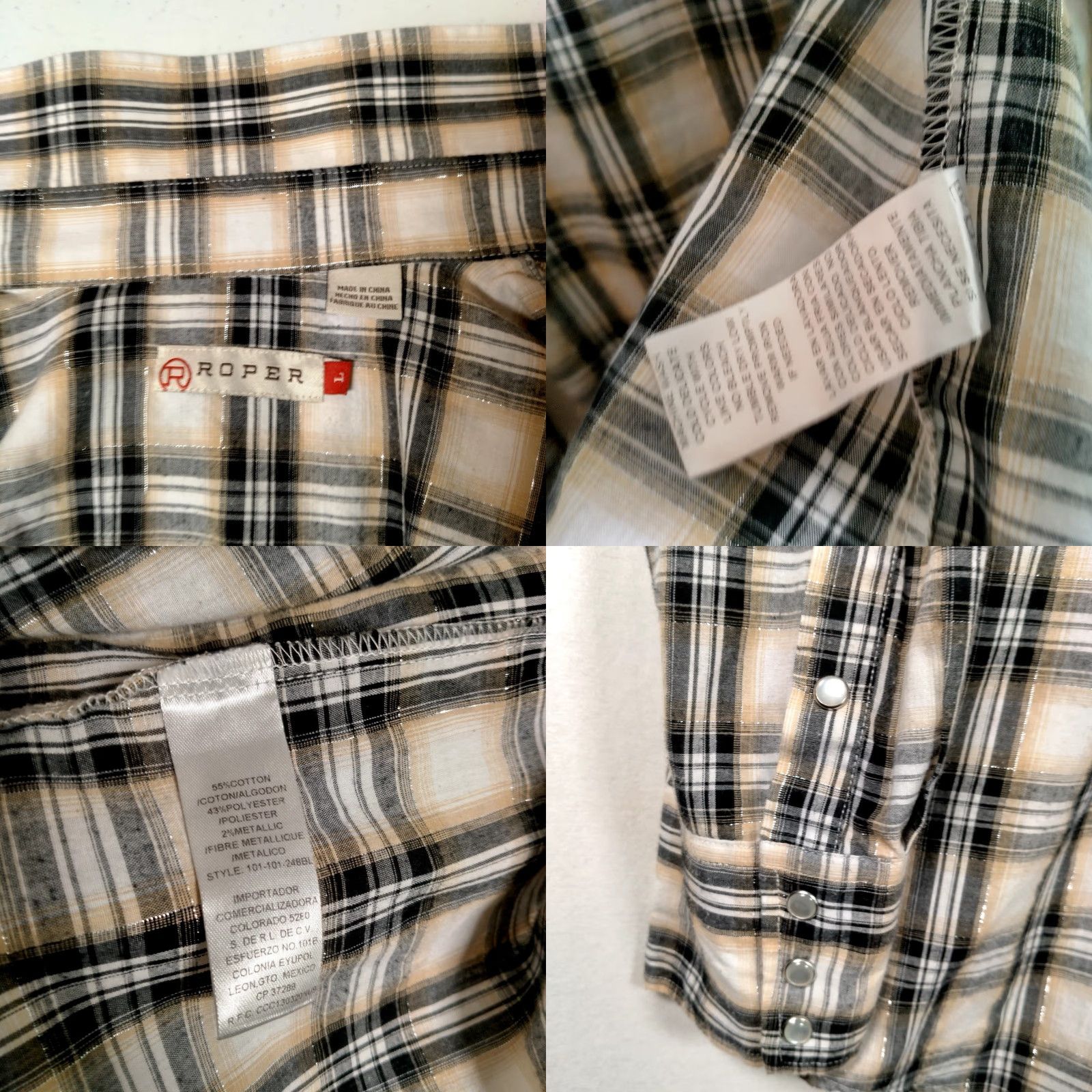 Roper Roper Western Shirt Men L Multicolor Plaid Snap Cowboy Rust Belted Metallic Accents Long Sleeve Button-Up Casual Workwear Filigreed? Size US L / EU 52-54 / 3 - 8 Thumbnail