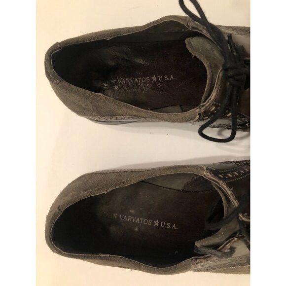 John Varvatos john varvatos men's gray leather suede dress shoes size: 9M Size US 9 / EU 42 - 3 Thumbnail