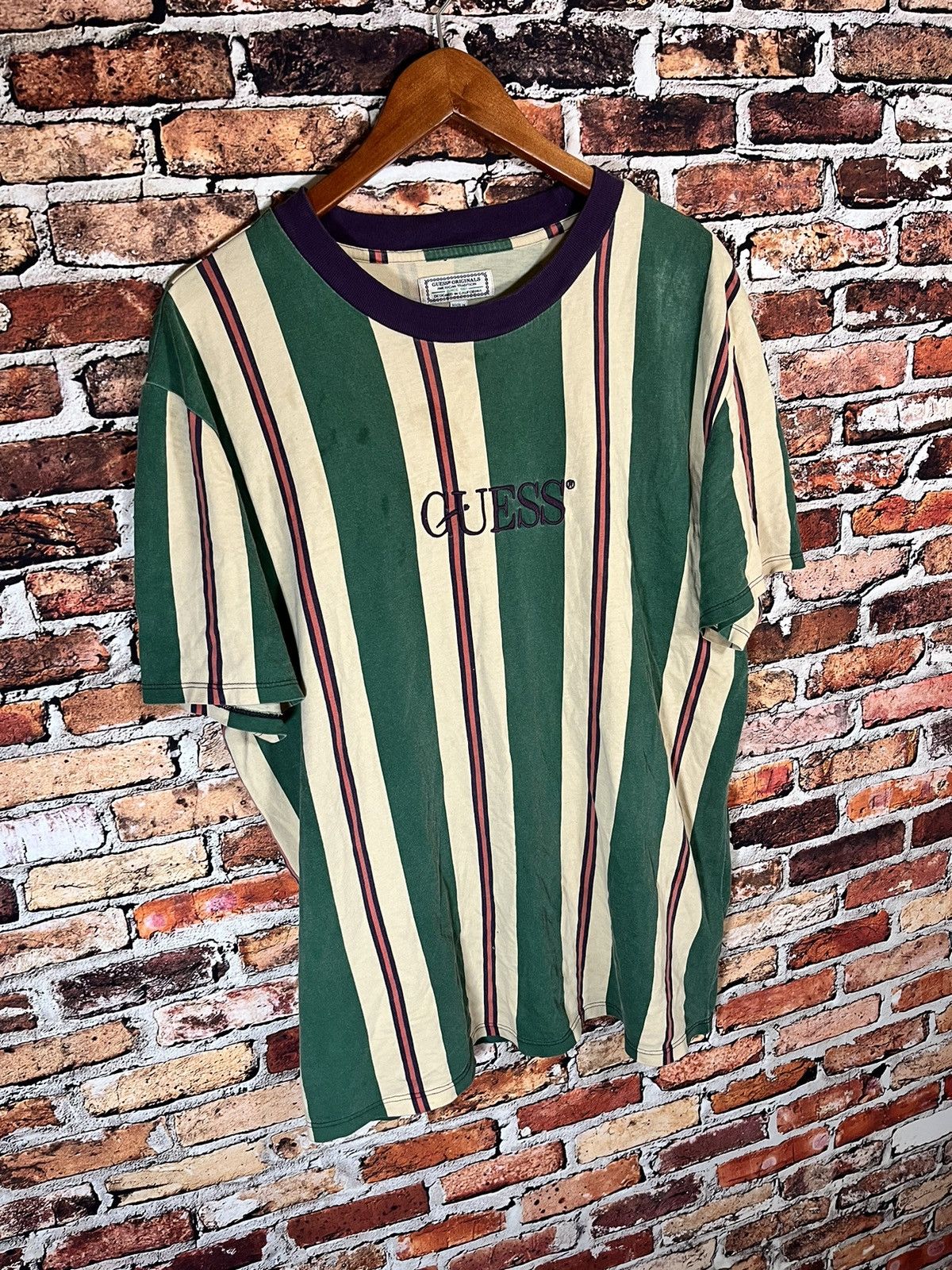 Vintage Crazy vintage 90s Guess striped t shirt Grailed