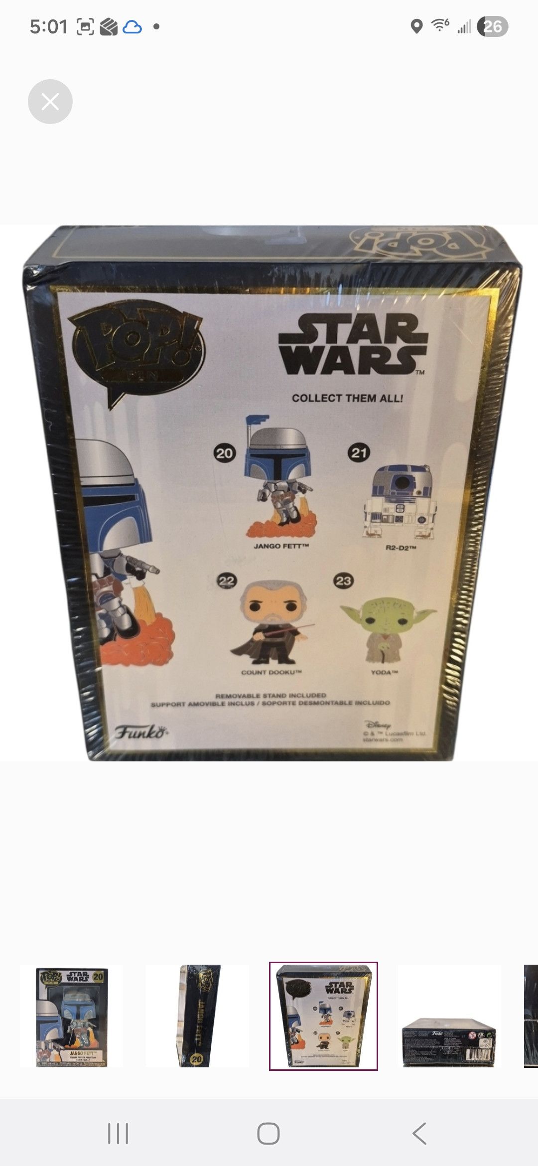 Other Funko × Star Wars POP PIN Jango Fett Enamel Pin Size ONE SIZE - 2 Thumbnail