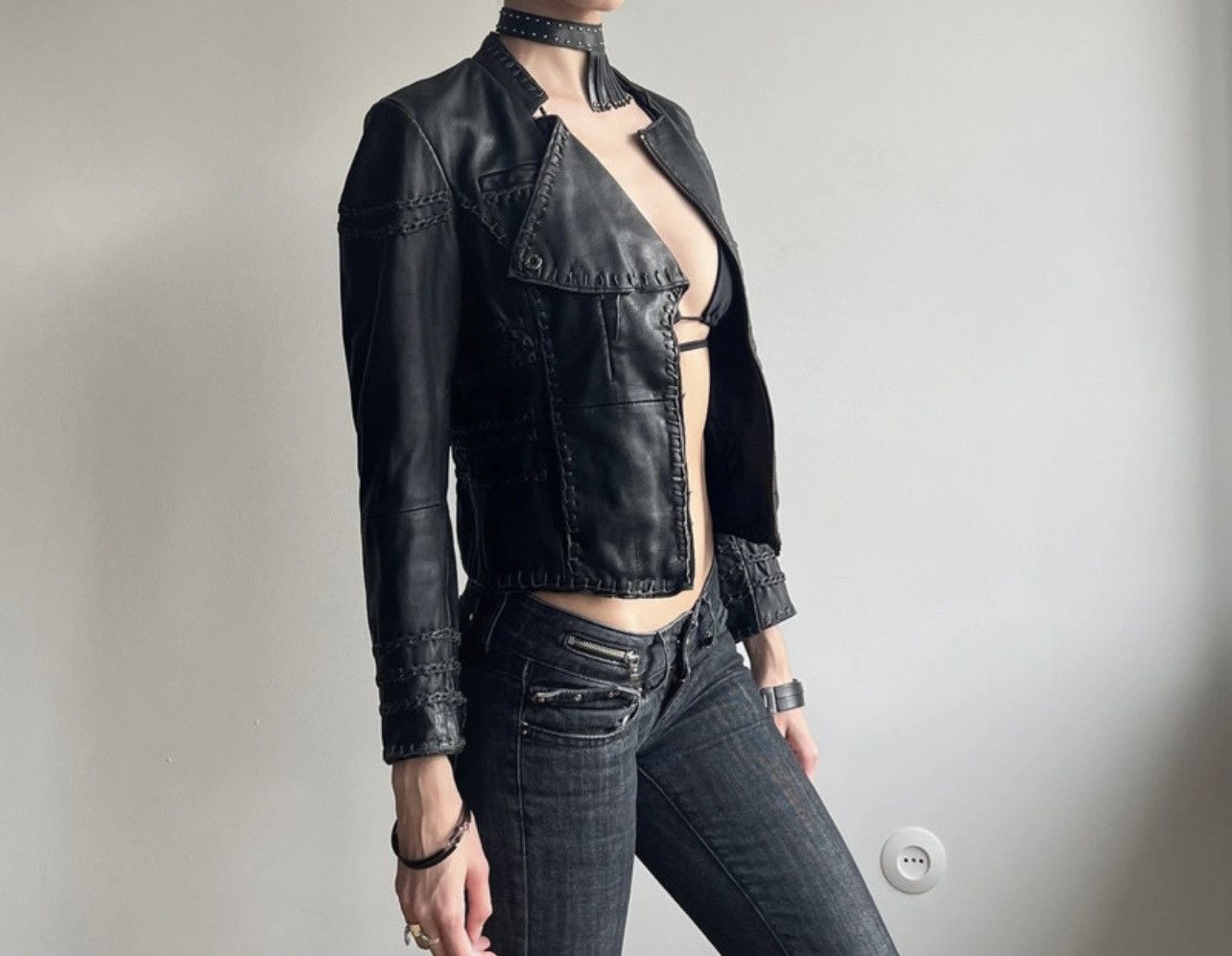 Other Kate moss & topshop black biker jacket genuine leather Size XS / US 0-2 / IT 36-38 - 3 Thumbnail