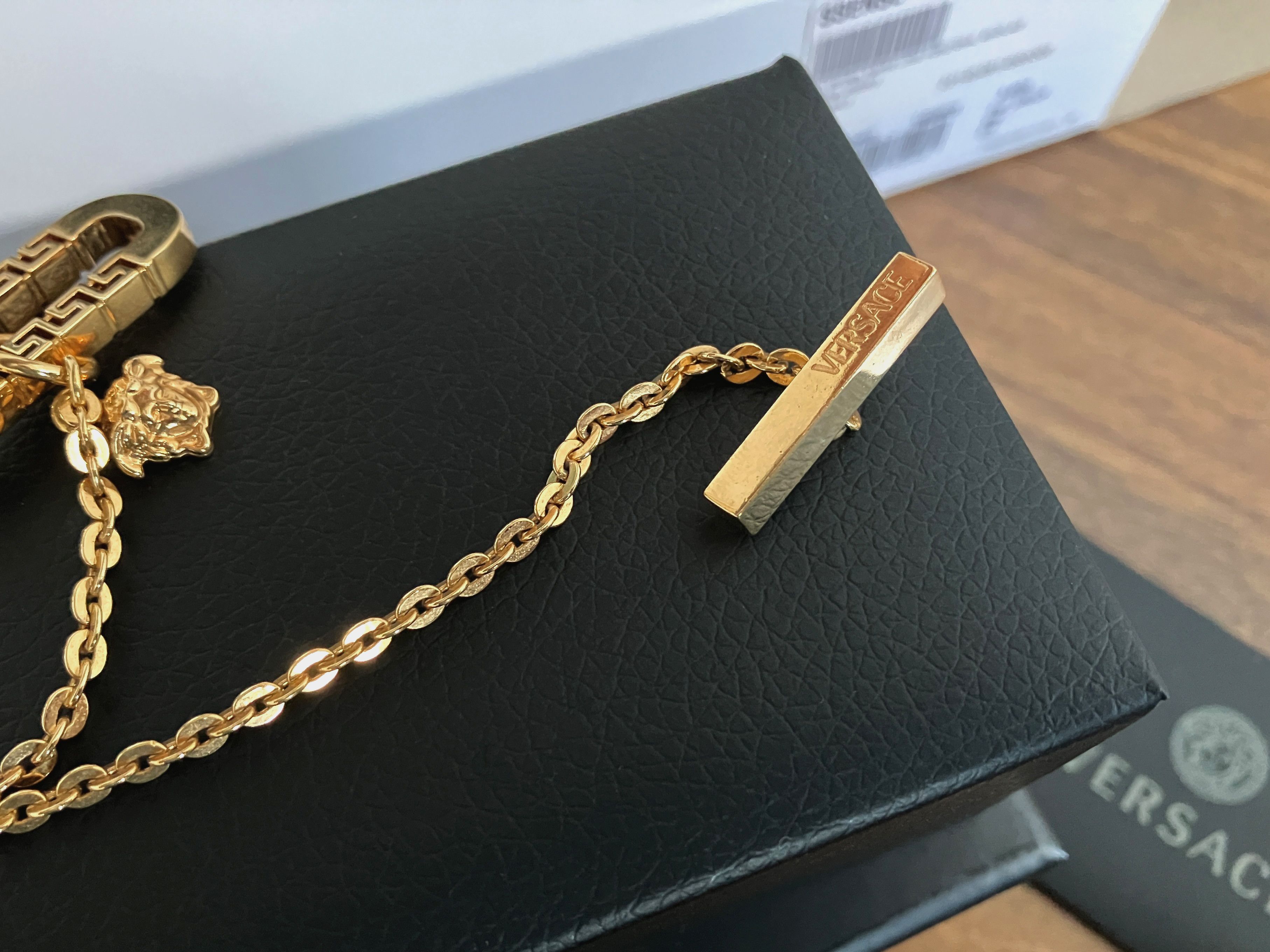 Versace Versace Gold Round Logo Necklace Gold Plated Size ONE SIZE - 4 Thumbnail