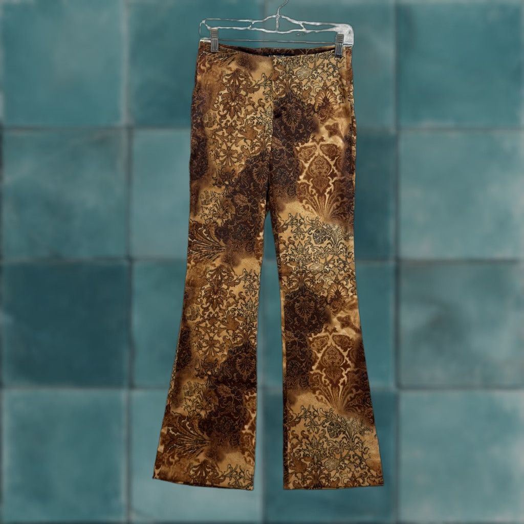 Vintage VINTAGE Rampage 90s Y2K Bootcut Flare Pants 4 Brown Pattern Boho Hippie Festival Womens 4 Women 26 Regular 32 Inseam Size 27" / US 4 / IT 40 - 1 Thumbnail