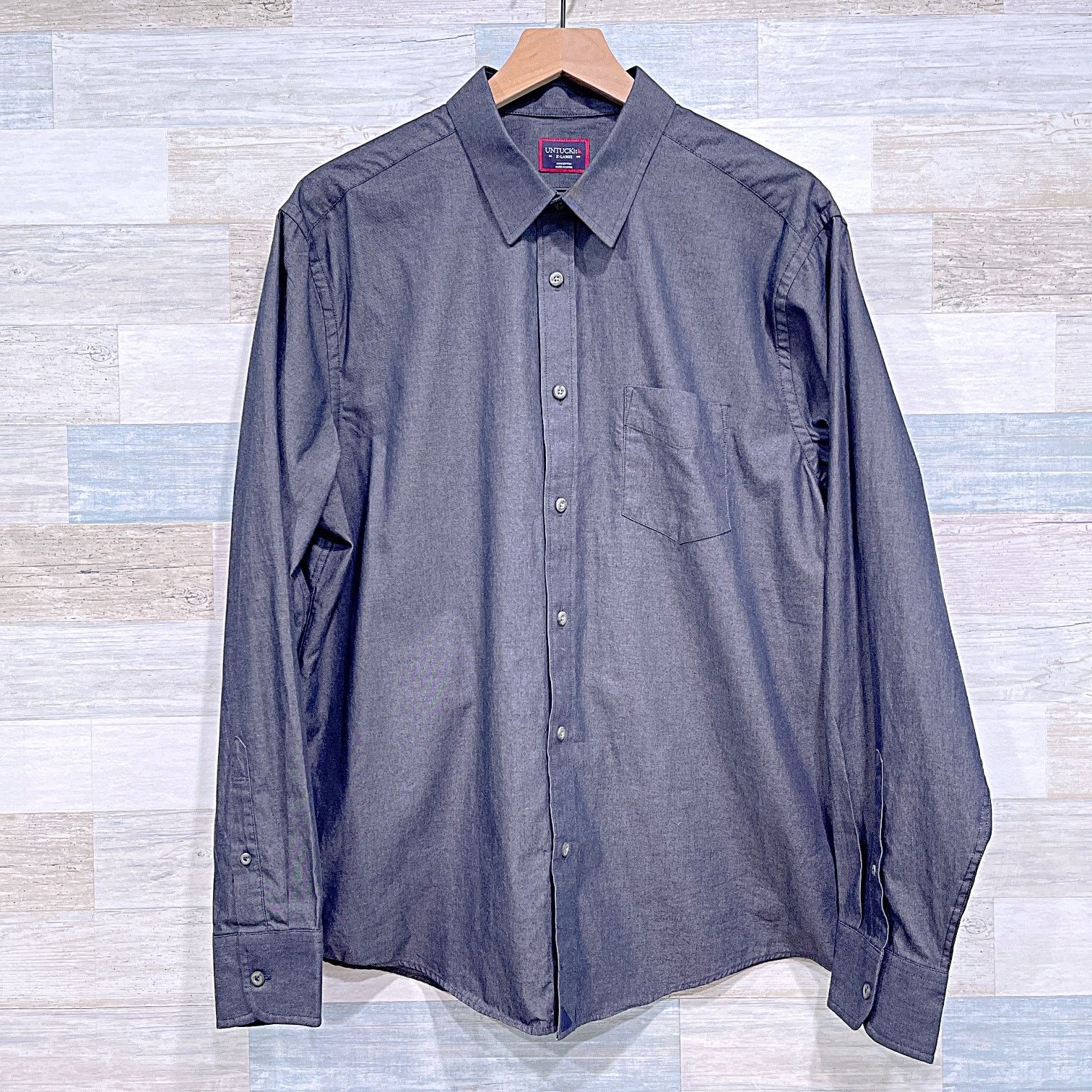 UNTUCKit UNTUCKit Chambray Long Sleeve Shirt Gray Mens XL Size US XL / EU 56 / 4 - 1 Thumbnail