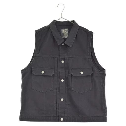 Vests Indigo Camping Trailer Denim Chest Flap Pocket Black