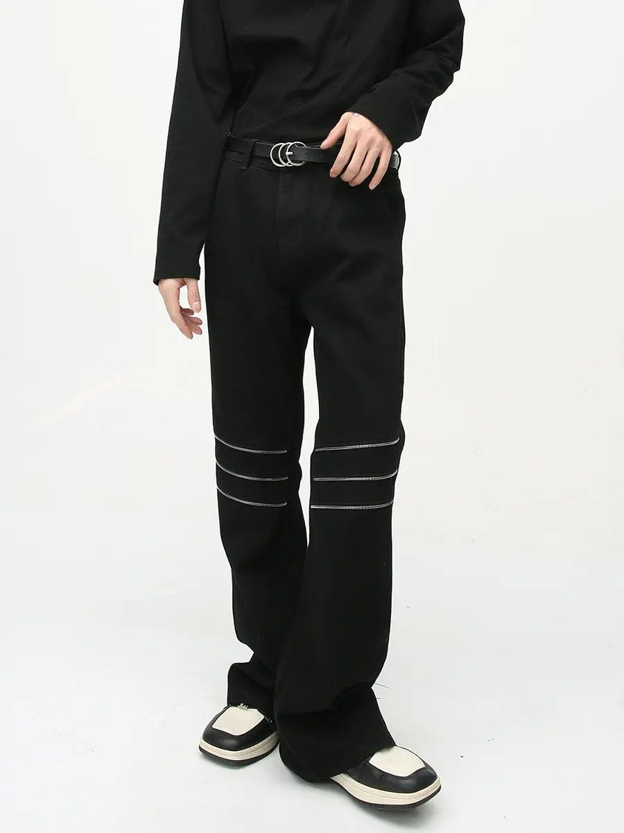 Japanese Brand Retro loose zipper patchwork jeans Size US 32 / EU 48 - 3 Thumbnail