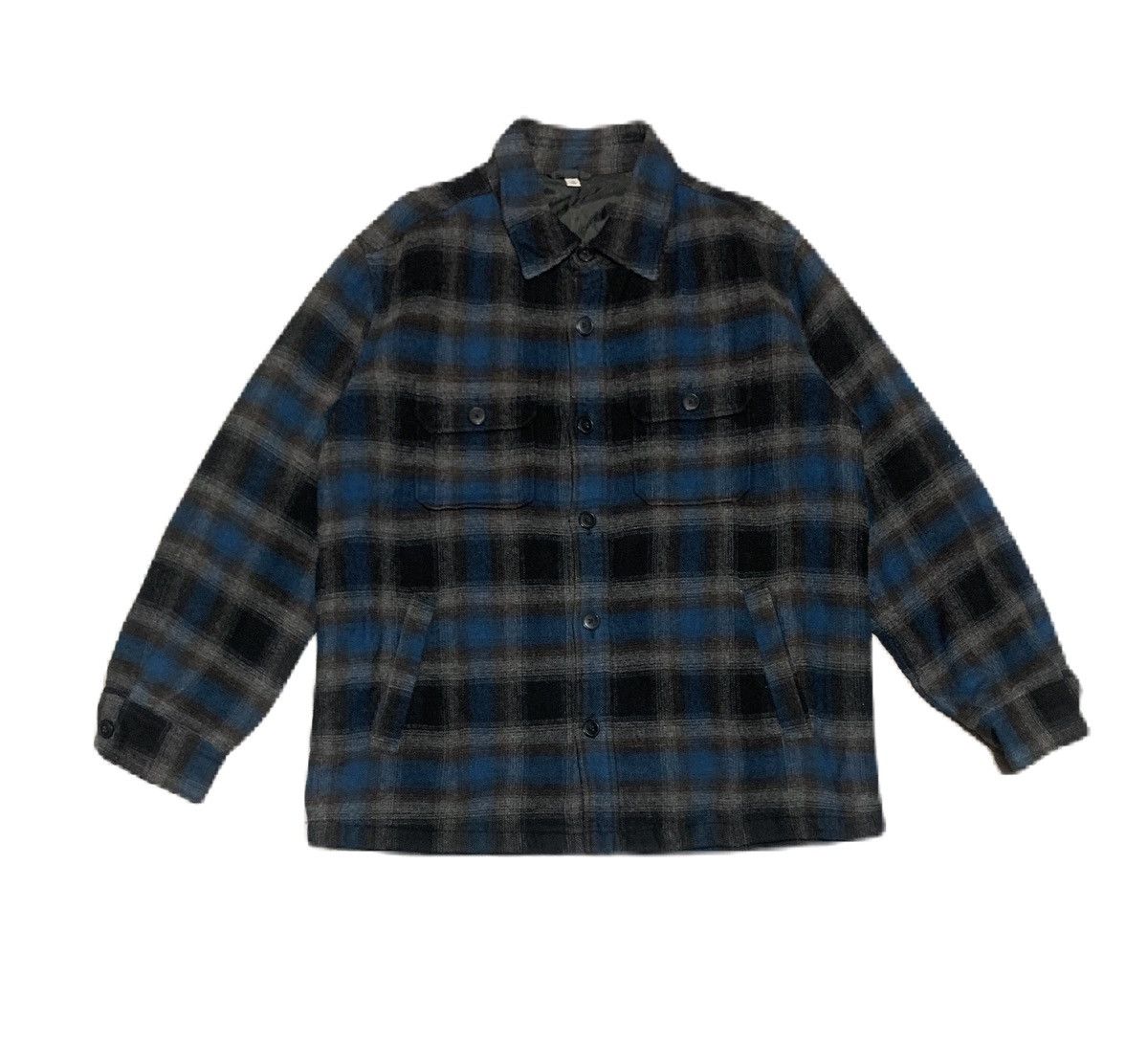Flannel × Japanese Brand × Uniqlo Vintage Uniqlo Wool Flannel Shirt Jacket Size US XL / EU 56 / 4 - 1 Thumbnail