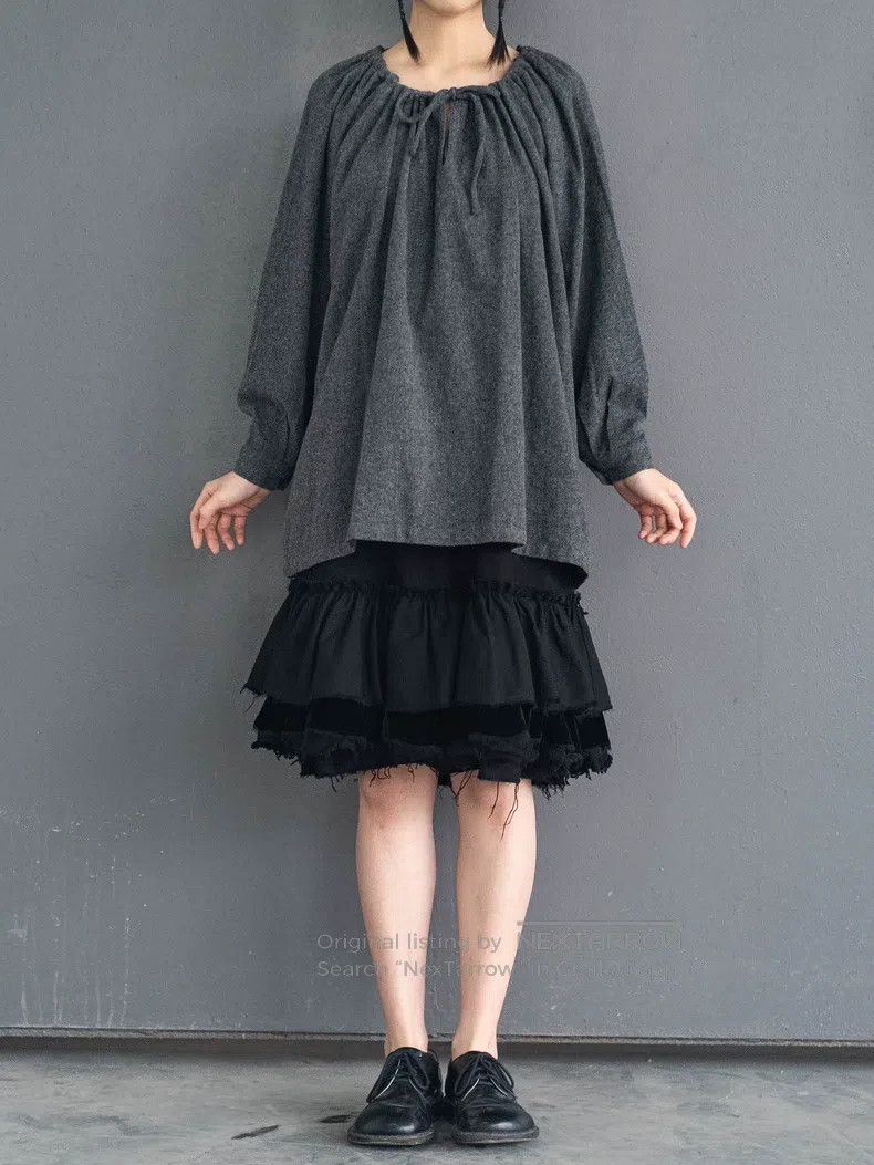 Comme des Garcons Comme Des Garcons Wool velvet lace half skirt Size 23" - 1 Thumbnail