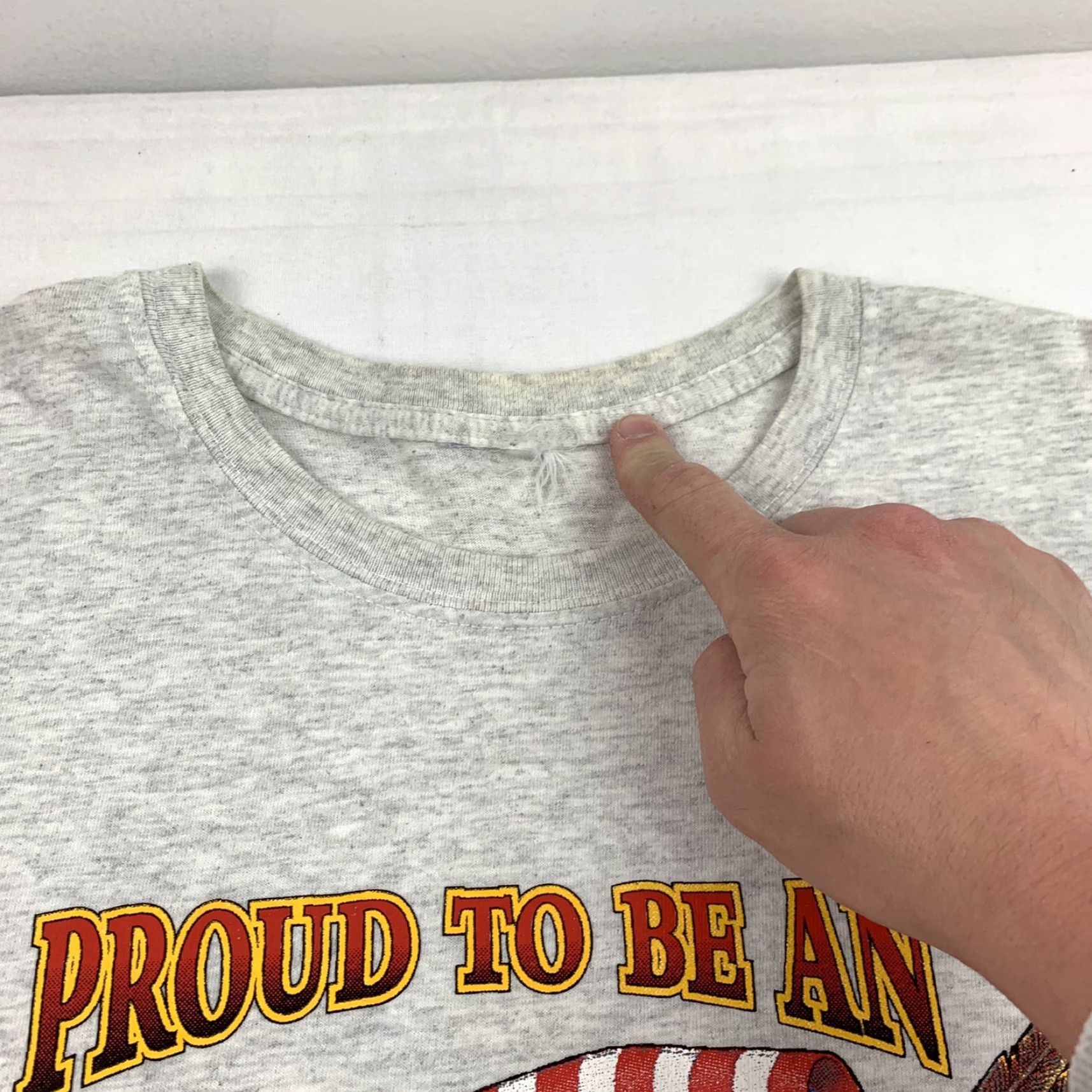 Vintage Vintage Proud to be an American T Shirt Adult Large Gray Eagle USA Flag 90s Y2K Size US L / EU 52-54 / 3 - 2 Thumbnail