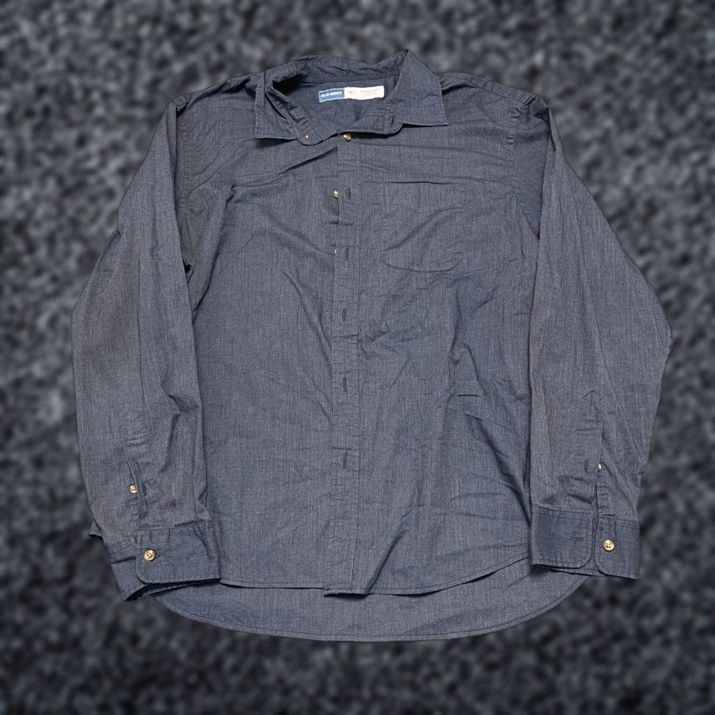 Old Navy Old Navy Shirt Mens XL Gray Everyday Cotton Built In Flex Regular Fit Button Up Size US XL / EU 56 / 4 - 1 Thumbnail