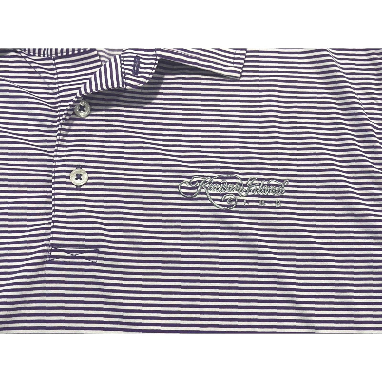 Vintage Draddy Sport Golf Shirt Shirt Mens XL Purple/White Striped Kiawah Island Club Size US XL / EU 56 / 4 - 4 Thumbnail