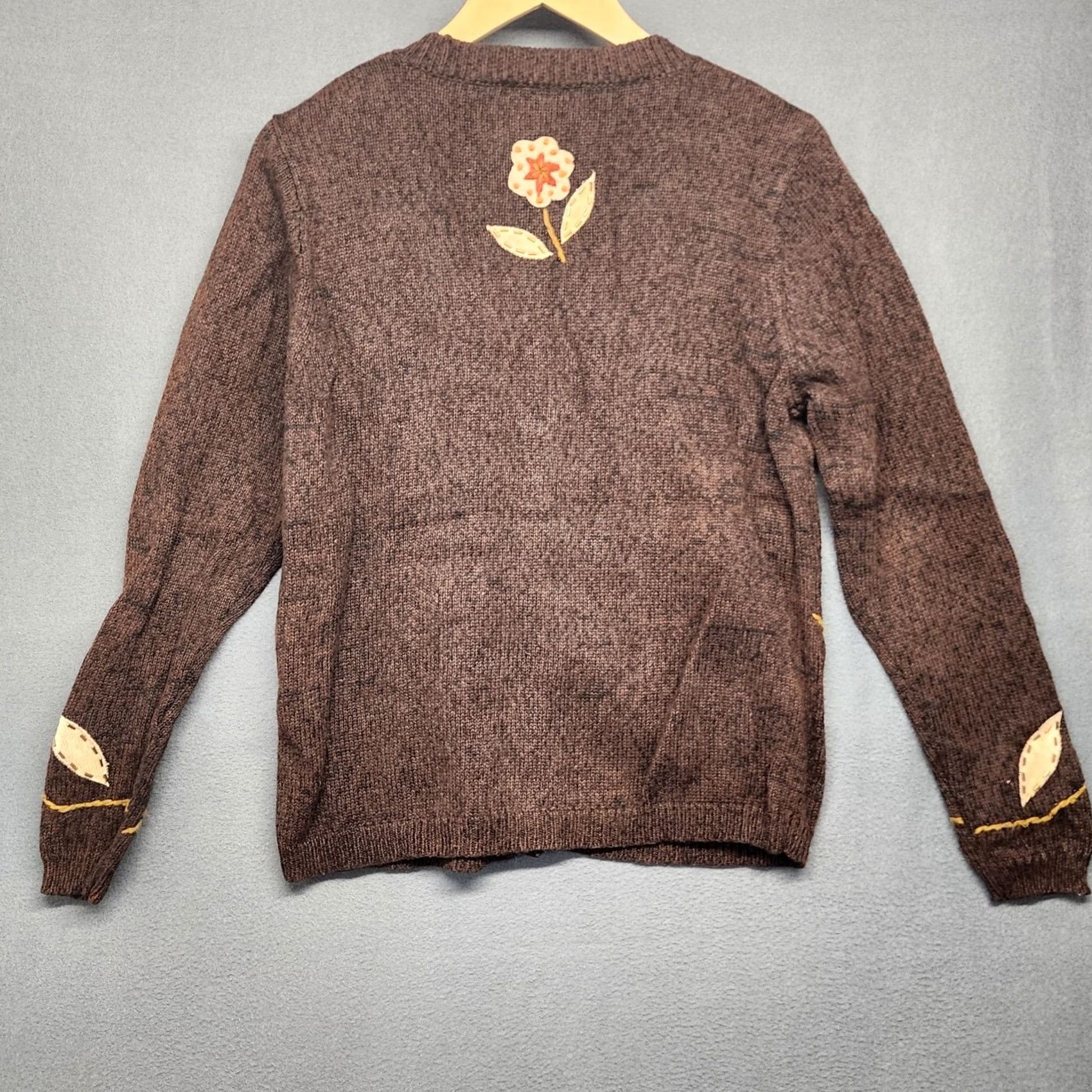 Vintage VINTAGE Cardigan Sweater Womens Small Brown Floral Granny Cottage Size S / US 4 / IT 40 - 2 Thumbnail