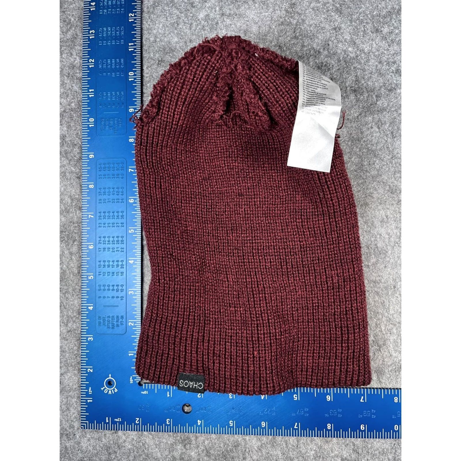 Vintage Chaos Hat Beanie Mens One Size Red Knit Cuffed Stretch Winter Casual Warm Size ONE SIZE - 5 Thumbnail