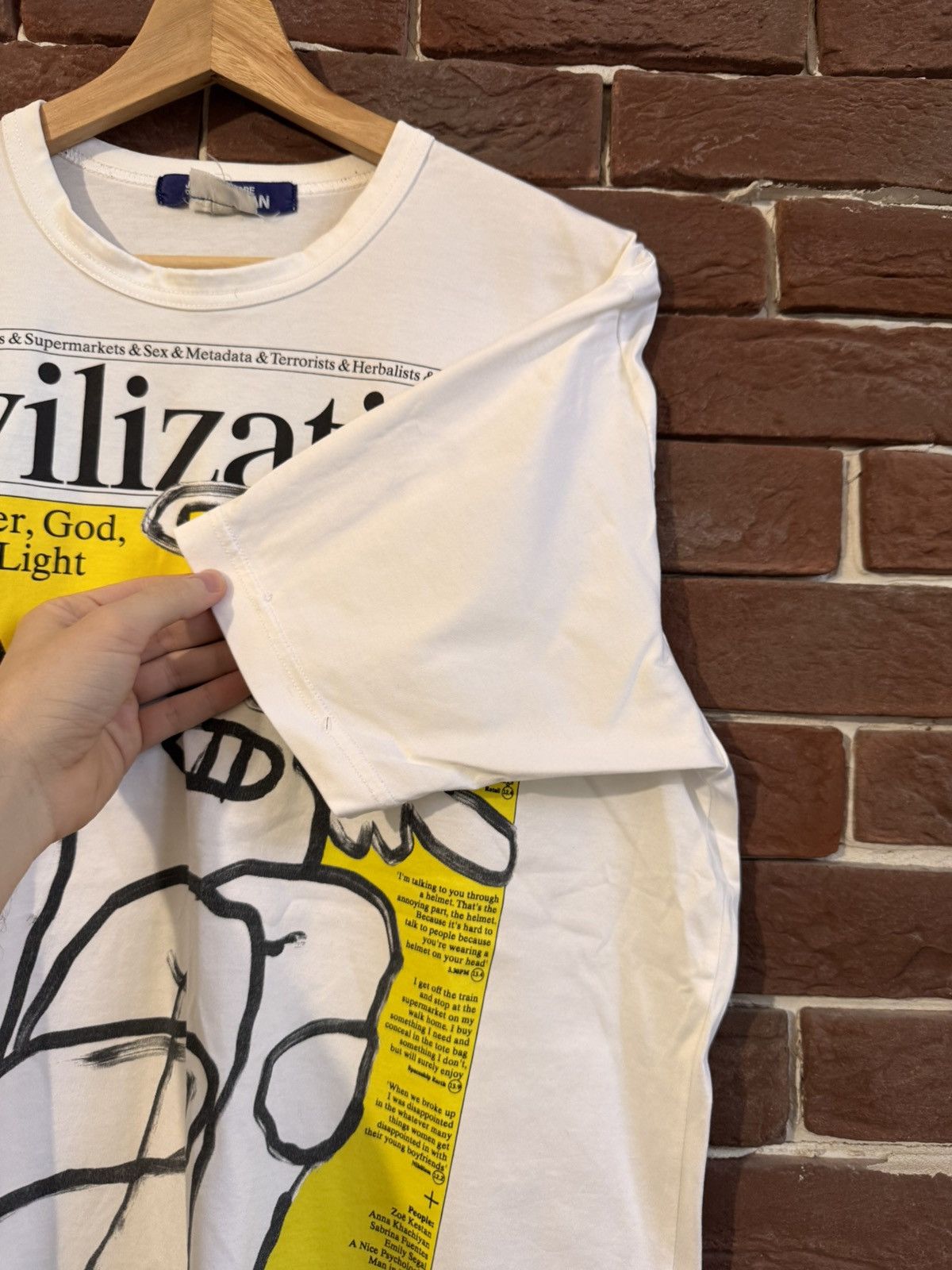 Comme des Garcons SHIRT × Japanese Brand × Junya Watanabe CDG Junya Watanabe Civilization T shirt Japanese Hype L Whit Size US L / EU 52-54 / 3 - 6 Thumbnail