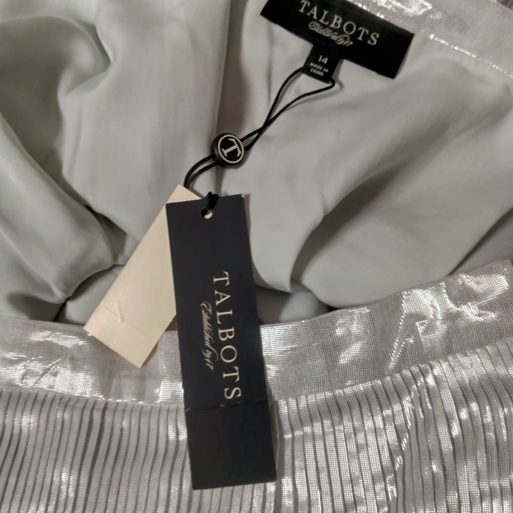 Talbots Talbots Skirt 14 Size Silver Metallic Pleated A-Line Knee Length Lined Zip Read Size 36" / US 14 / IT 50 - 7 Thumbnail