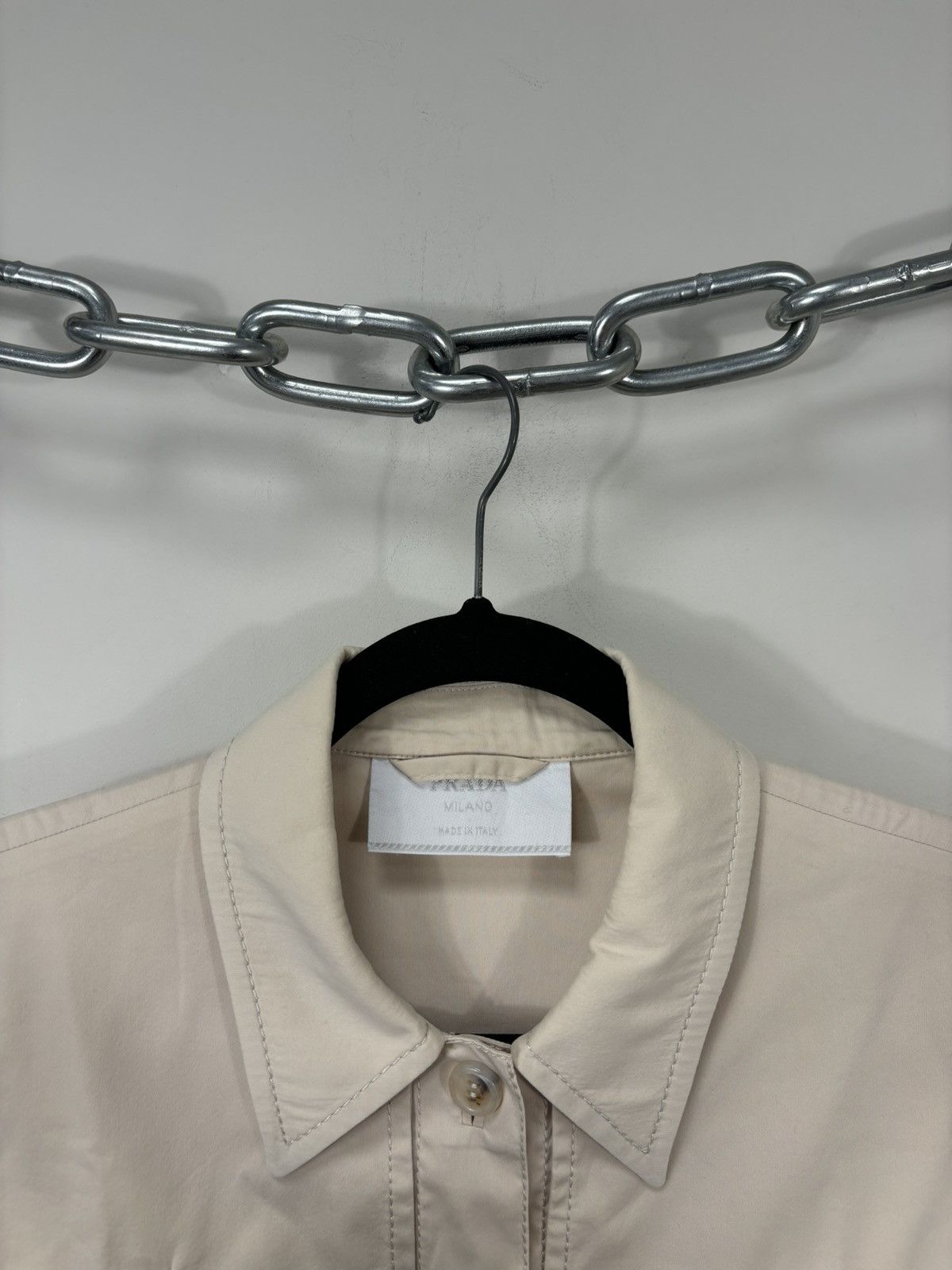 Prada Prada Women’s Cream Multipocket Cotton Nylon Collared Jacket Size M / US 6-8 / IT 42-44 - 5 Thumbnail
