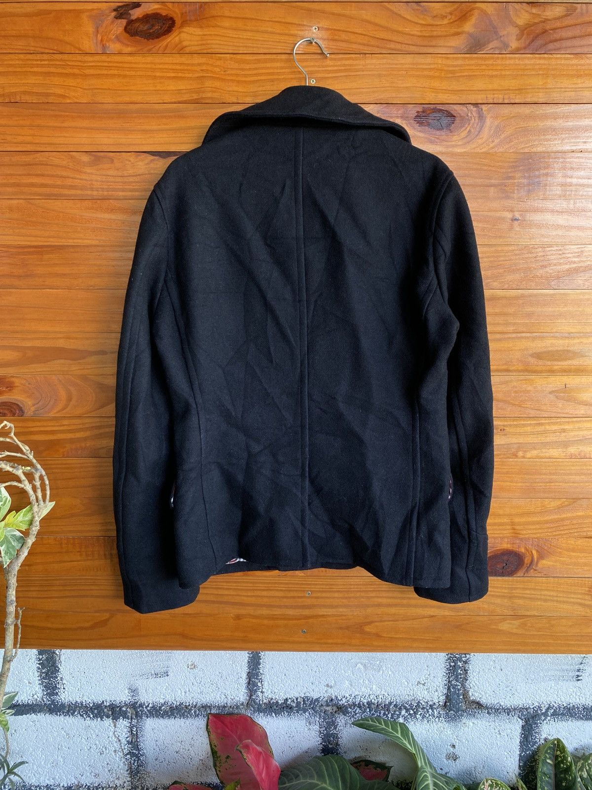 Japanese Brand Vintage Palms and Labske Black Wool Peacoat Plaid Lining Size US M / EU 48-50 / 2 - 16 Thumbnail