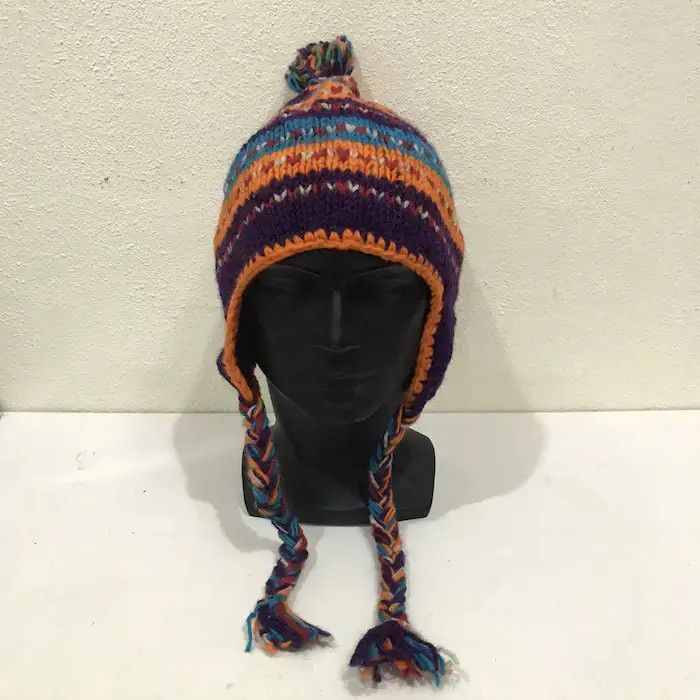 Japanese Brand × Vintage Japanese Brand Earflap Knit Beanie Hat Size ONE SIZE - 3 Thumbnail