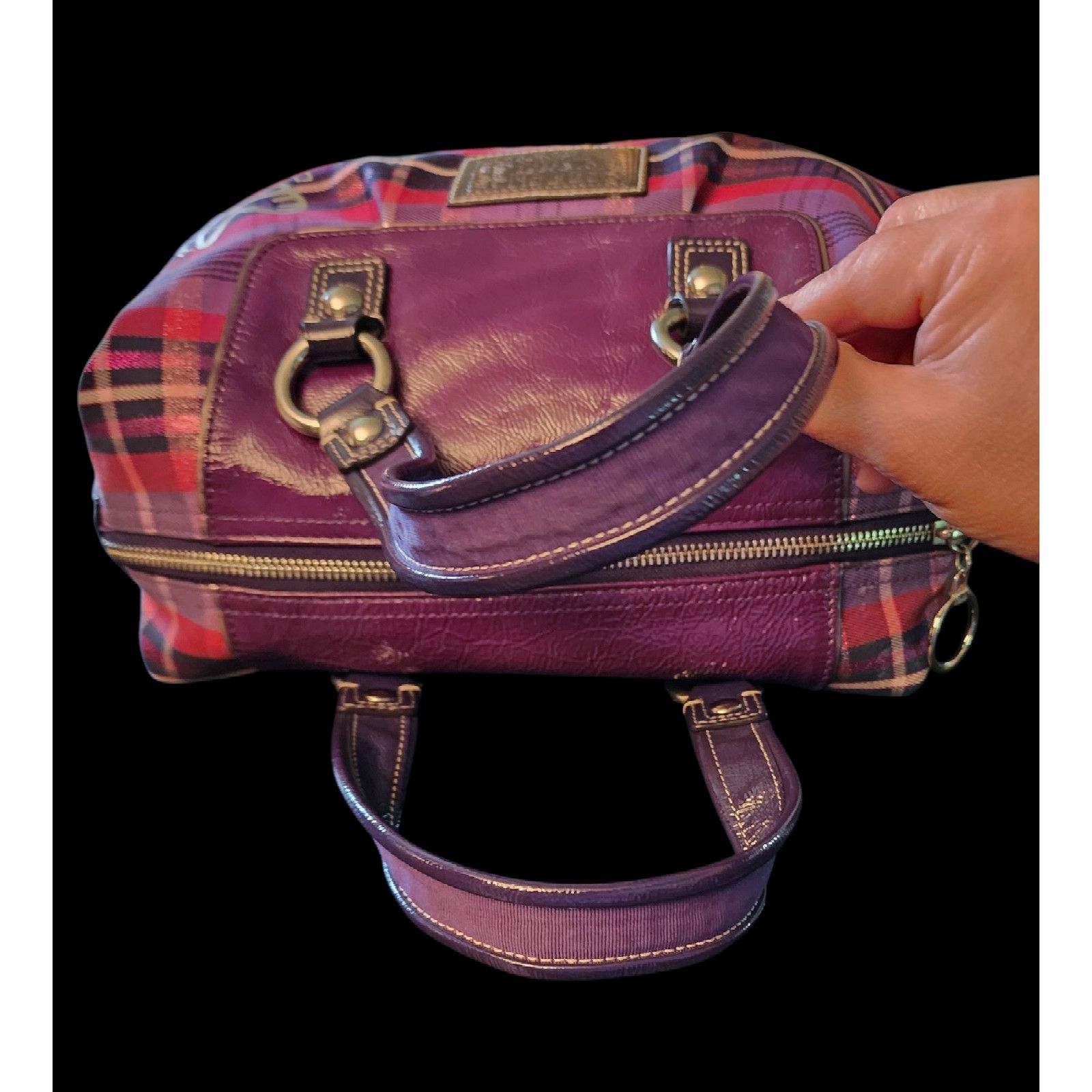 Coach Rare Find Coach Poppy Plaid purple pink metallic handbag Size ONE SIZE - 8 Thumbnail