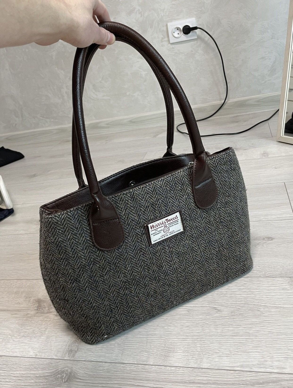 Harris Tweed × Vintage Harris Tweed Wool / Leather Vintage Beautiful bag Size ONE SIZE - 3 Thumbnail