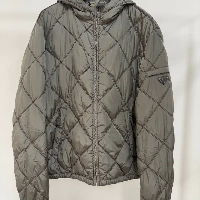 Prada Prada Men's Quilted Hooded Jacket in Olive Size US L / EU 52-54 / 3 - 1 Thumbnail
