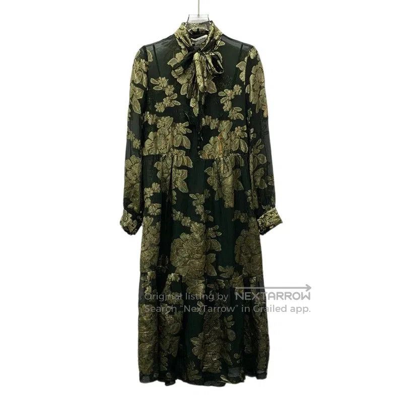 Other YSL Green Floral Embroidered Silk Dress. Size M / US 6-8 / IT 42-44 - 1 Thumbnail