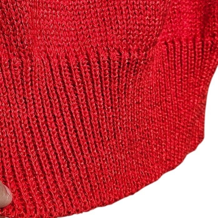 Vintage Vintage 80s Red Black Ivory Wave Knit Puff Shoulder Sweater Size S / US 4 / IT 40 - 6 Thumbnail