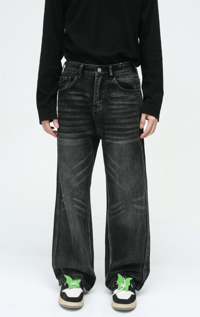 Straight Retro Stripe Wide Leg Jeans