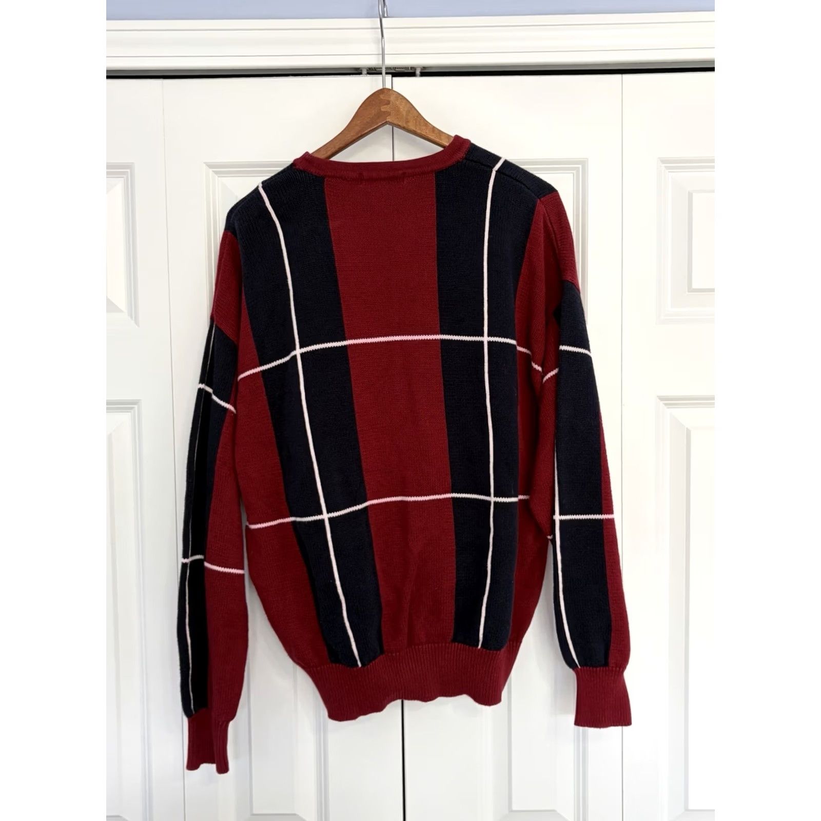 Nautica VINTAGE Nautica Sweater Mens Red Plaid Knit Crew Neck Long Sleeve Pullover 90s Medium Regular Man Mens Size US M / EU 48-50 / 2 - 2 Thumbnail