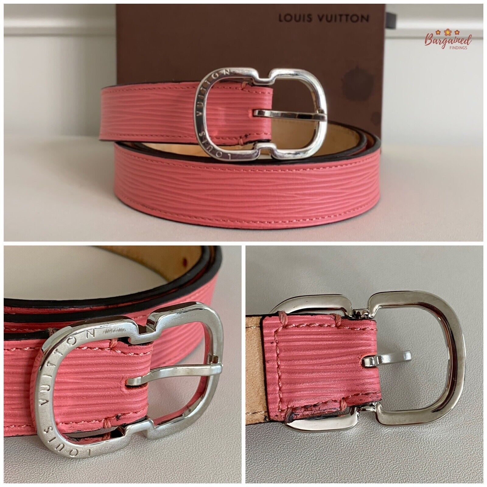 Louis Vuitton Louis Vuitton Pink Epi Leather Silver Butterfly Buckle Belt Size ONE SIZE - 9 Thumbnail