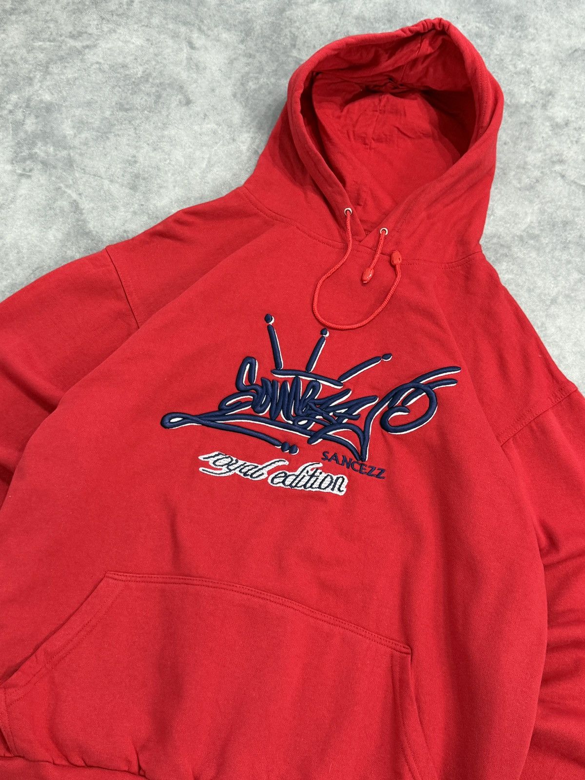 Jnco type boxy hoodie sancezz hip hop rap swag spellout logo
