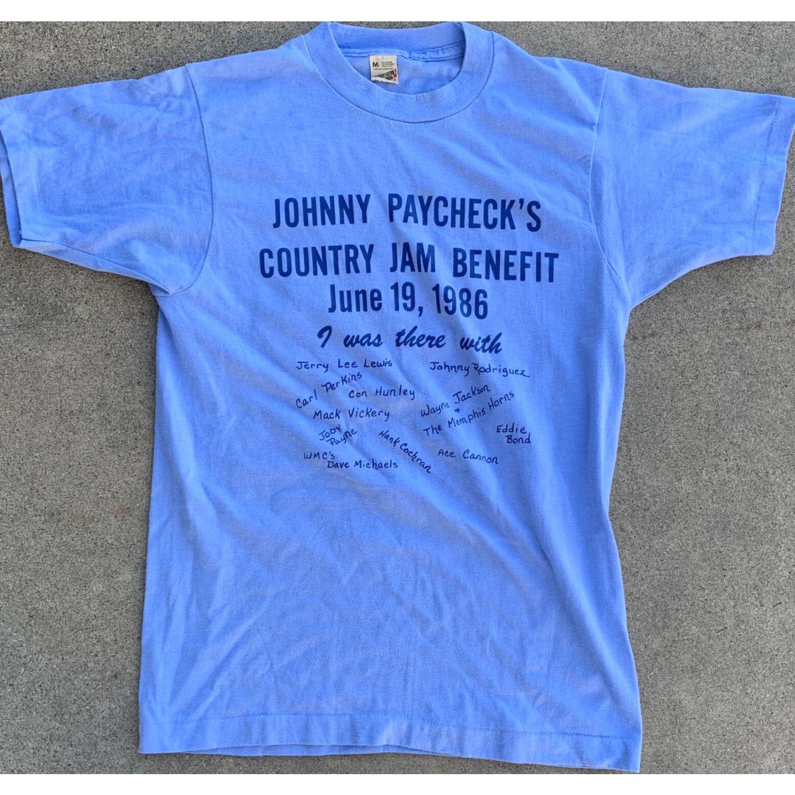 Vintage VINTAGE Johnny Paycheck’s COUNTRY JAM BENEFIT 1986 Bad Bobs Vapors MEMPHIS t-shirt Shirt Men M Blue 80s Music Concert Band Tee Size US M / EU 48-50 / 2 - 6 Thumbnail