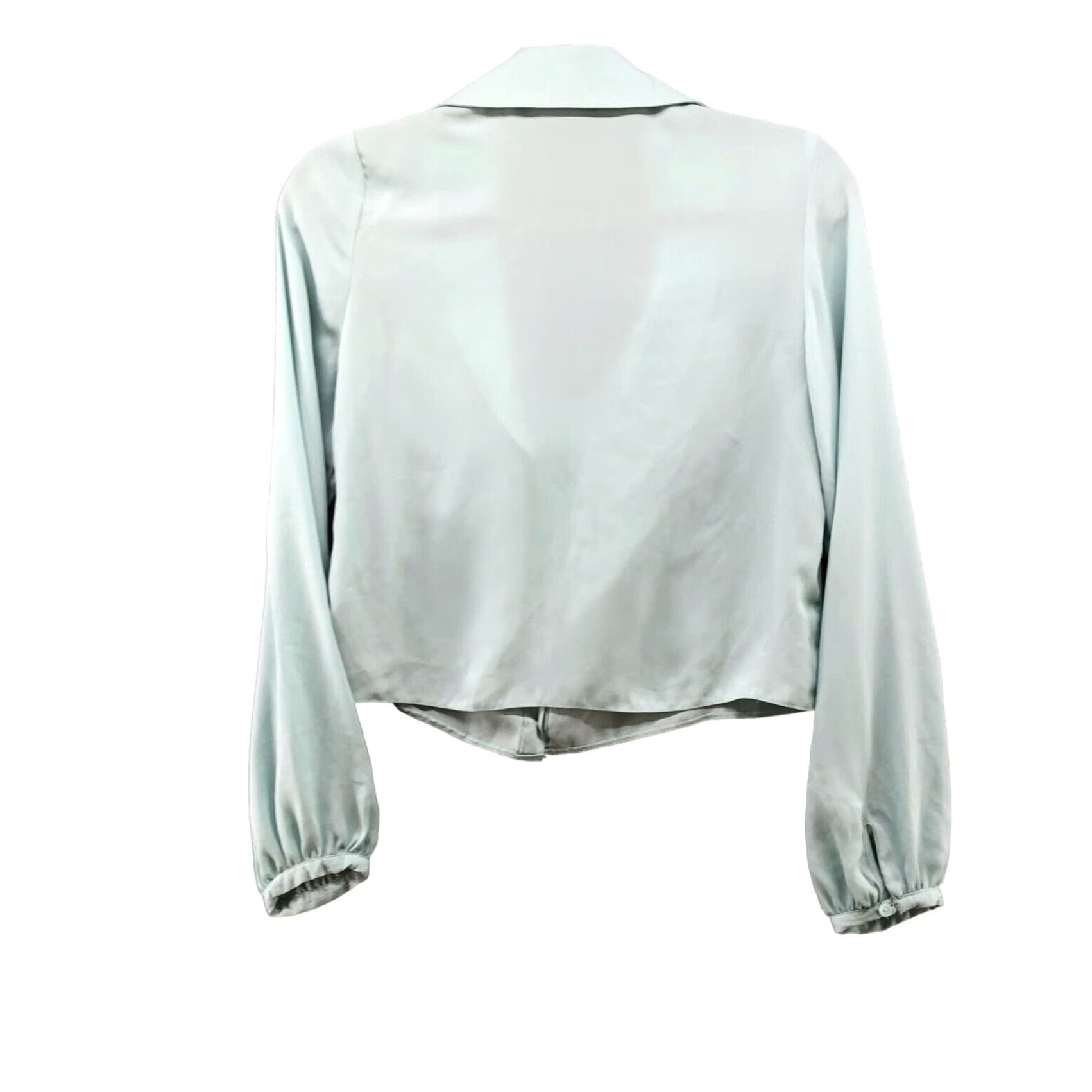 Asos ASOS Blouse Womens XS Blue Long Sleeve Chiffon Ruffle V-Neck Button Front Size XS / US 0-2 / IT 36-38 - 2 Thumbnail