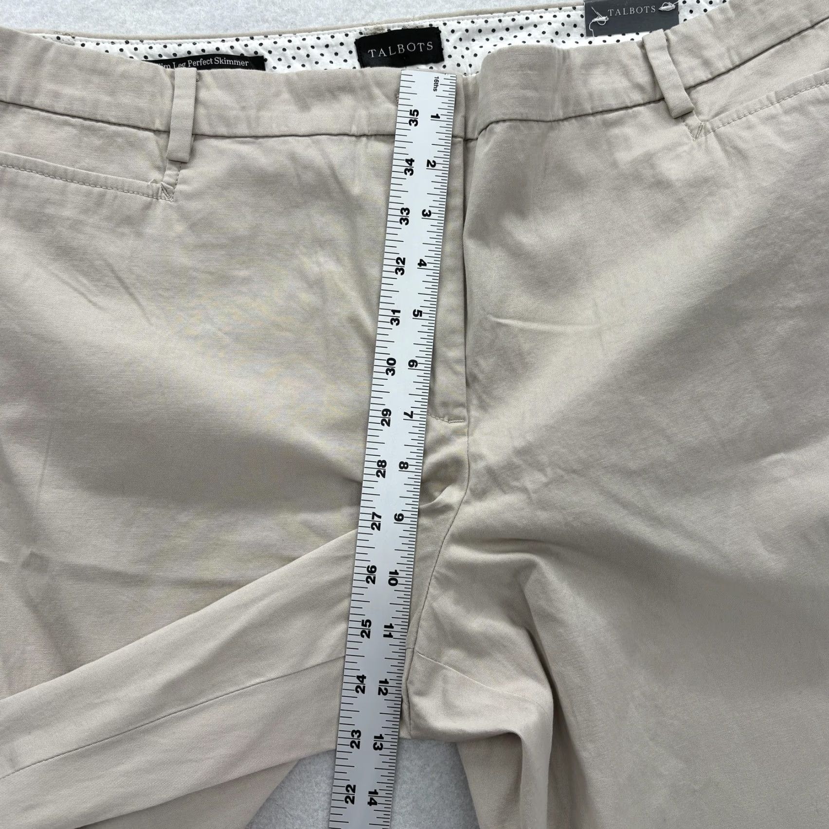 Talbots Talbots Pant Slim Chino Beige Womens 12 Regular Crop Stretch Twill Pockets Casual Size 34" / US 12 / IT 48 - 6 Thumbnail
