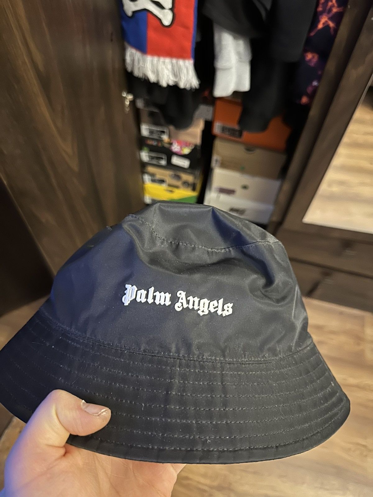 image of Palm Angels Bucket Hat in Black, Men's