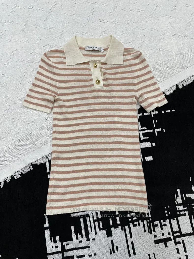 Dior Dior Pink lapel striped polo shirt Size XS / US 0-2 / IT 36-38 - 1 Thumbnail