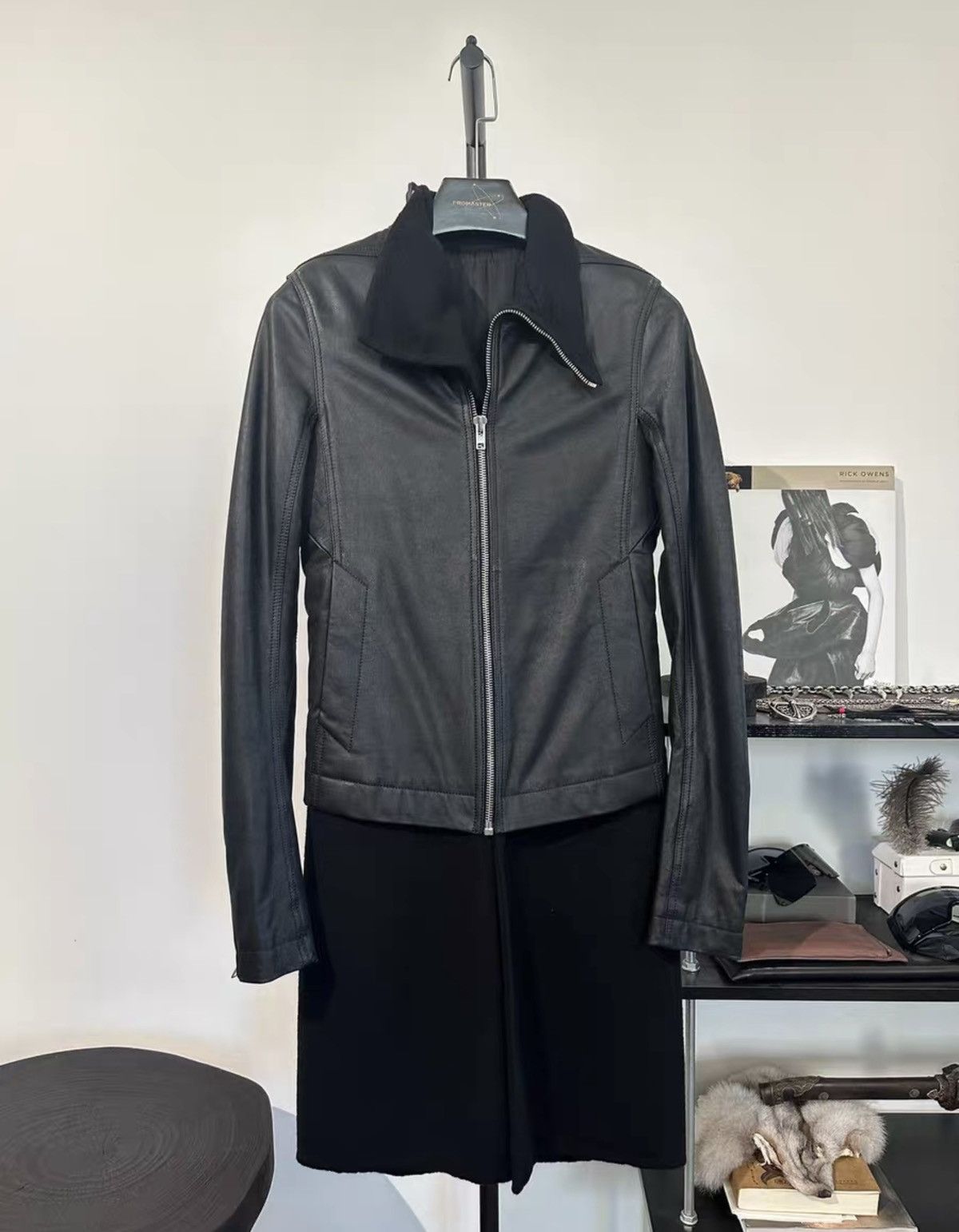 Rick Owens Rick Owens Leather-Panel Wool Blend Mid-Length Coat Size US S / EU 44-46 / 1 - 1 Thumbnail
