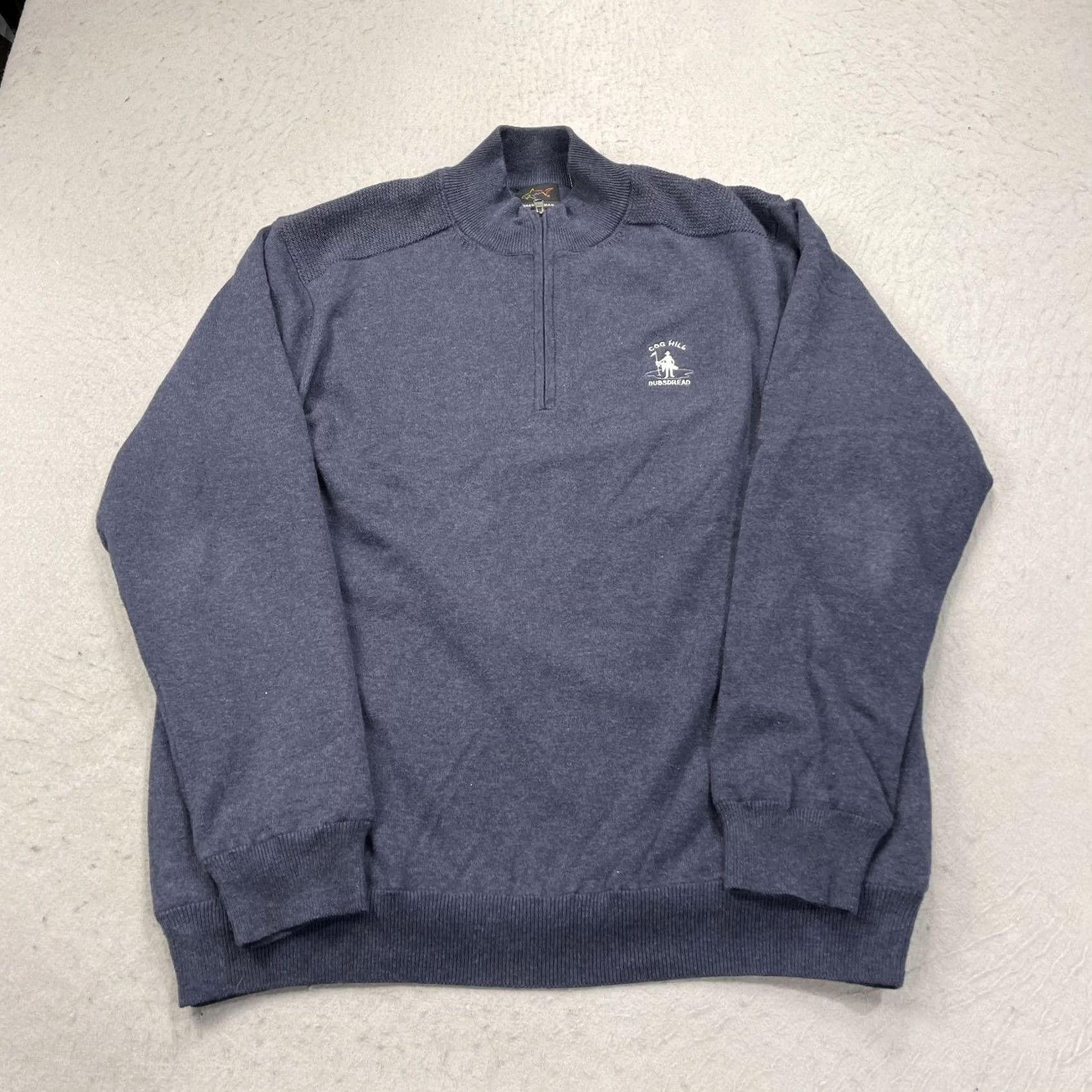 Vintage Greg Norman Cog Hill Dubsdread Golf Sweater Mens L Blue 1/4 Zip Lined Mock Neck Pullover Sports Knit Winter Fall Regular Sized Shirt? Size US L / EU 52-54 / 3 - 2 Thumbnail