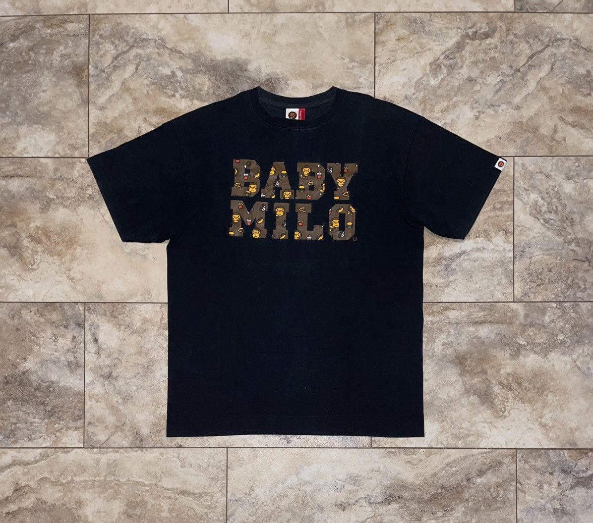 Bape × Nigo Vintage 2006 Baby Milo Spellout Junk Food Tee Size 