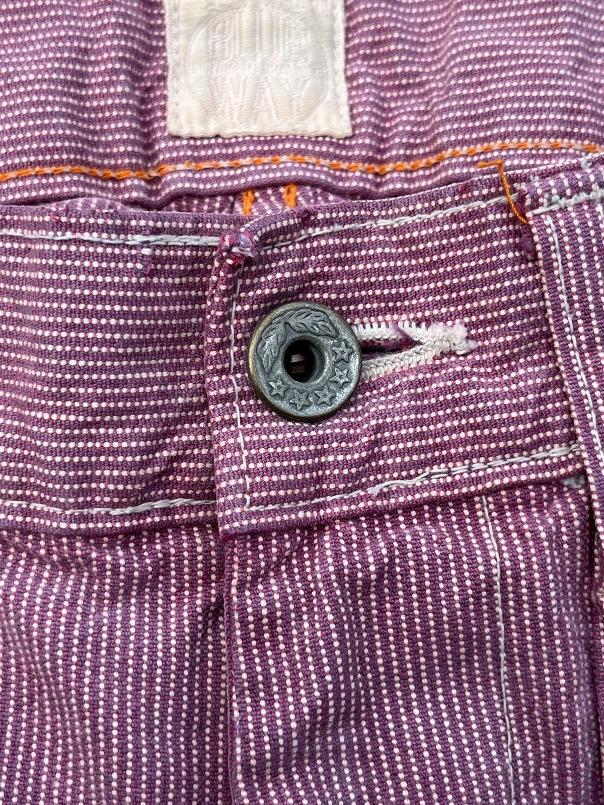 Japanese Brand 💥BLUE WAY TROUSERS VTG WORKWEAR HICKORY BELT CARPENTER PANT Size US 33 - 4 Thumbnail