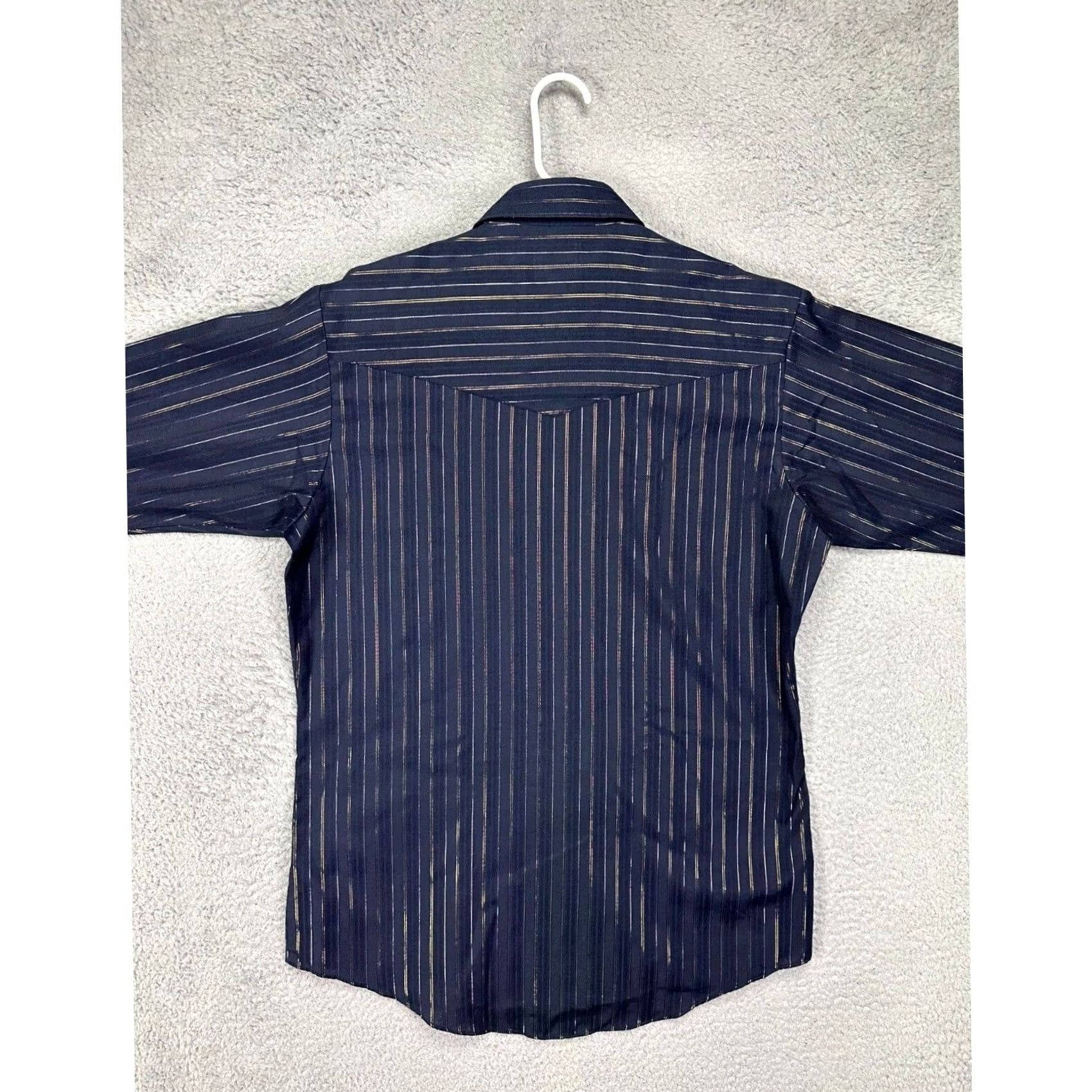 Vintage VINTAGE Elly Cattleman Shirt Mens Medium 15.5-33 Navy Dress Western Cowboy Pearl Snap Shirt Mens Medium Navy Western Pearl Snap Size 42R - 2 Thumbnail