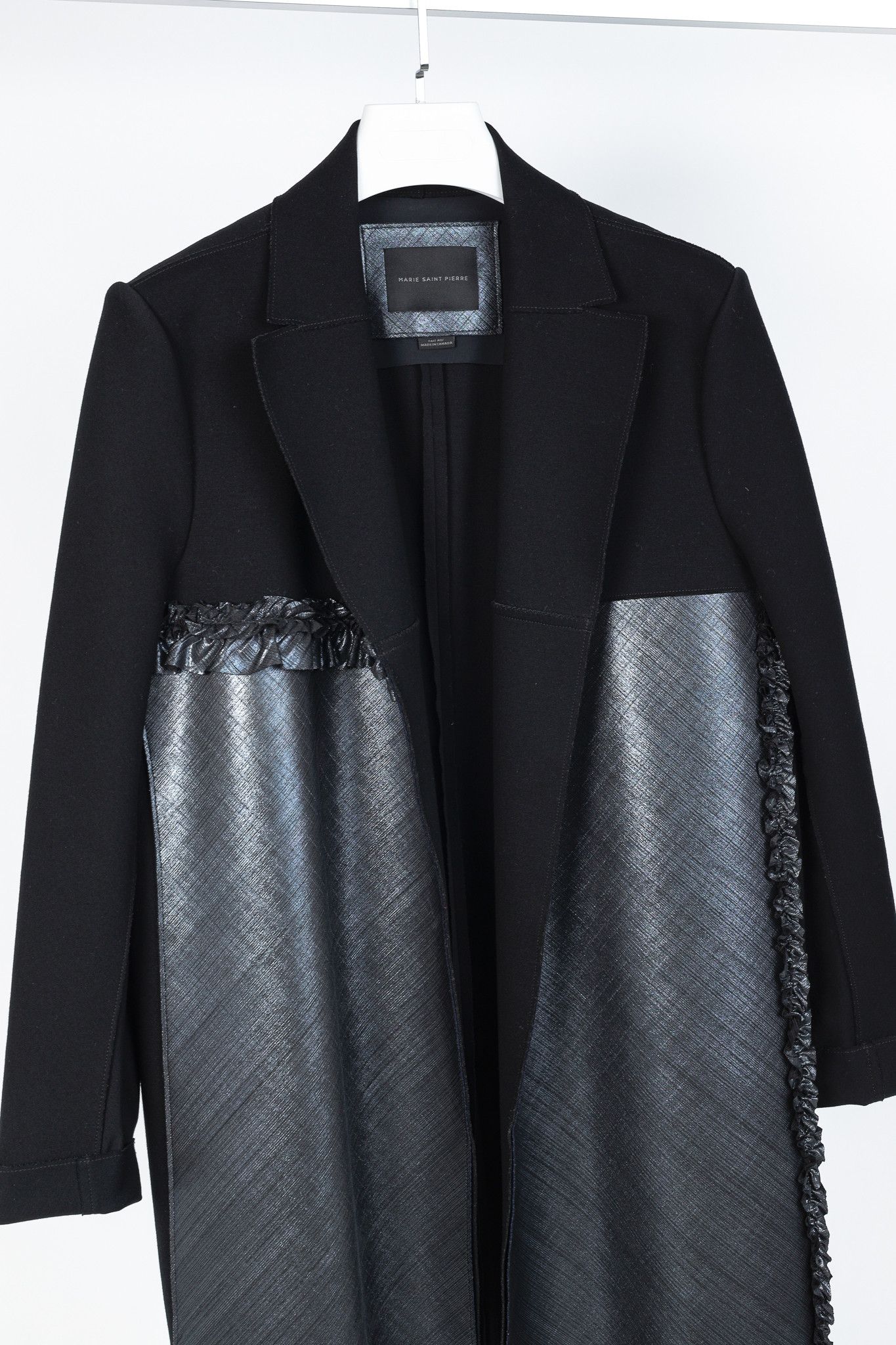 Marie Saint Pierre Marie Saint Pierre Metallic Ruffle Ponte Open-Front Coat Size L / US 10 / IT 46 - 3 Thumbnail