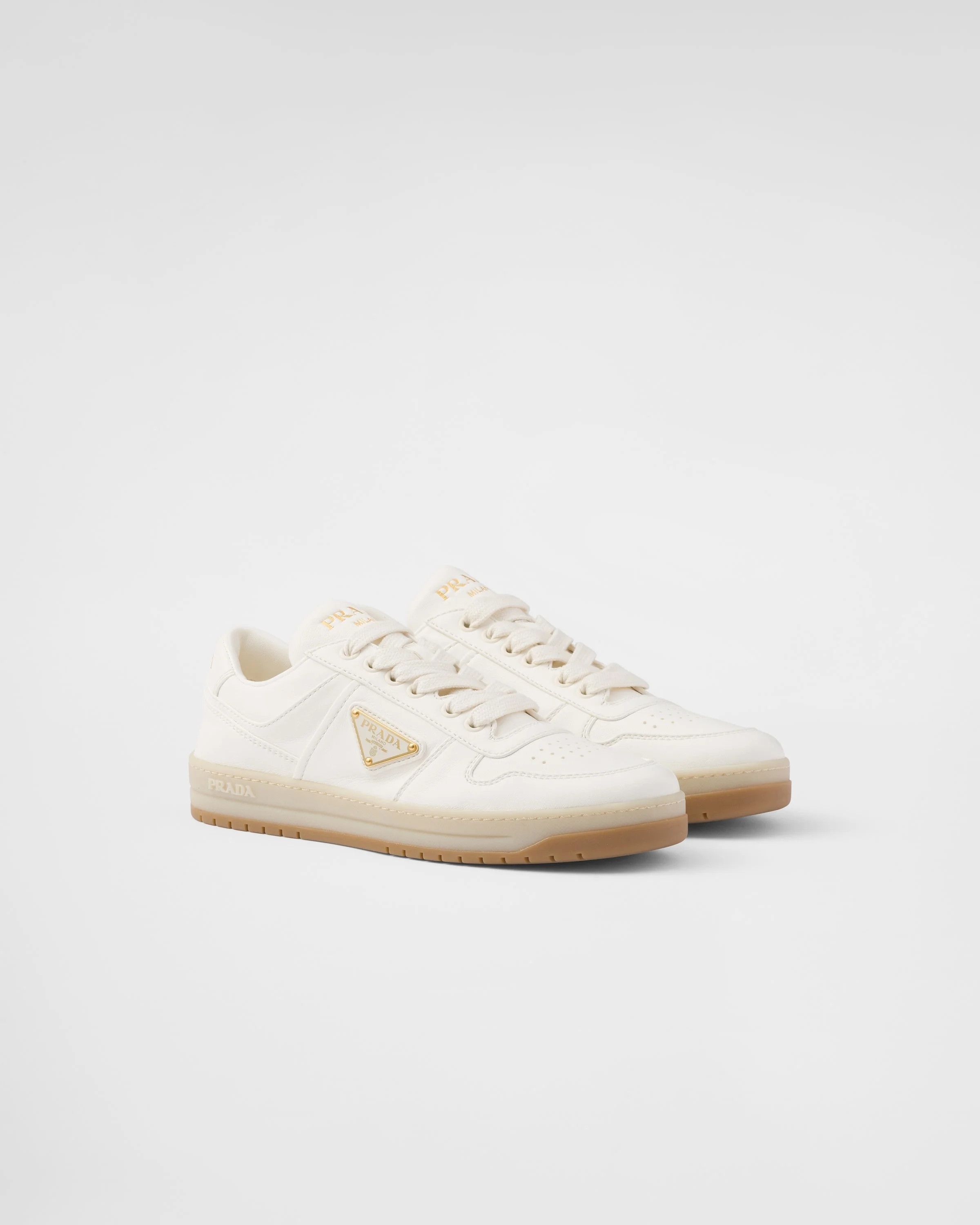 Prada o1B3y1r0526 Downtown Nappa Leather Sneakers in Ivory Size US 7 / IT 37 - 2 Thumbnail