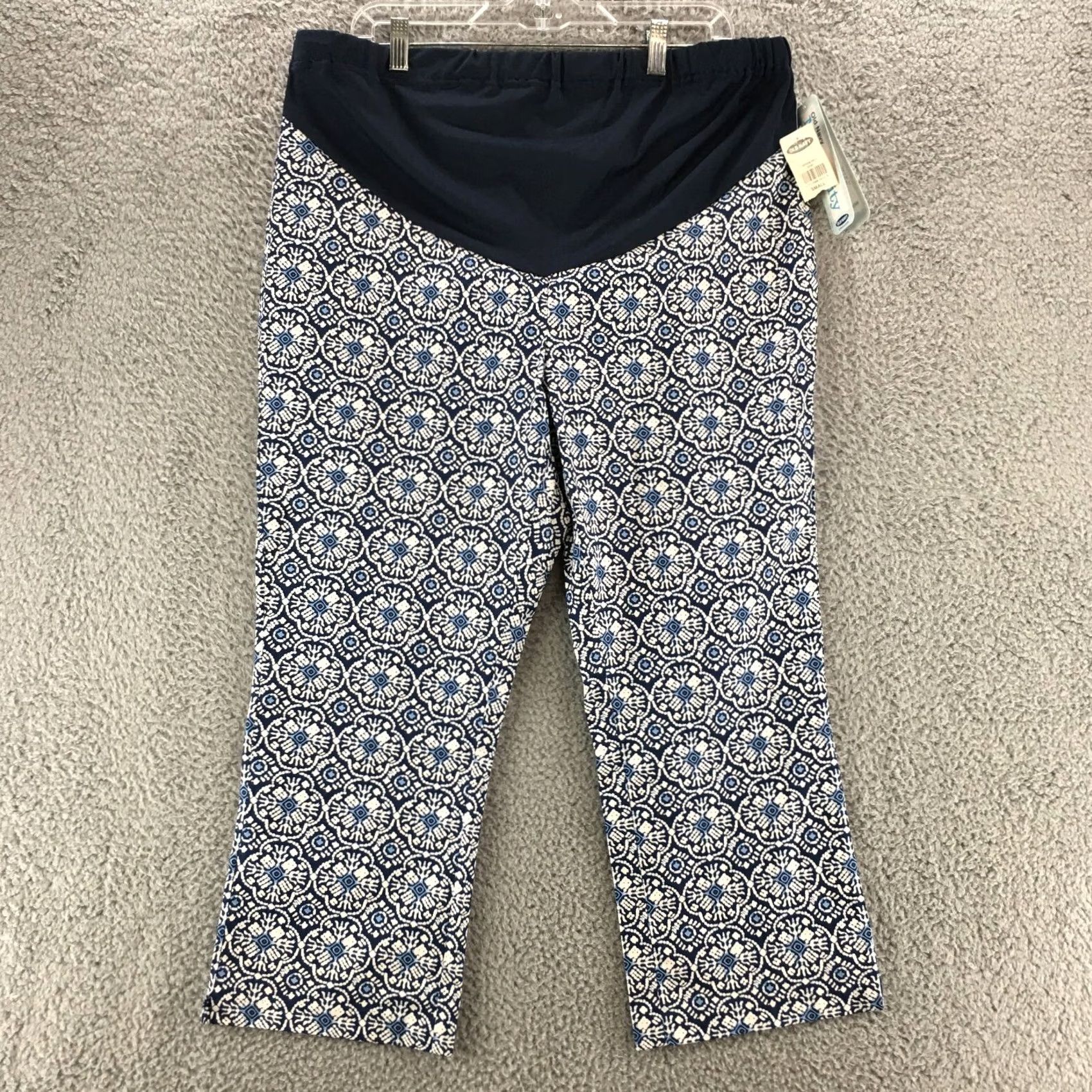 Old Navy Old Navy Maternity Capri Pants Womens Small Elastic Waist NEW Capri Slim Stretch Pull On Blue Geometric 23 Inseam Ladies Size 28" / US 6 / IT 42 - 2 Thumbnail