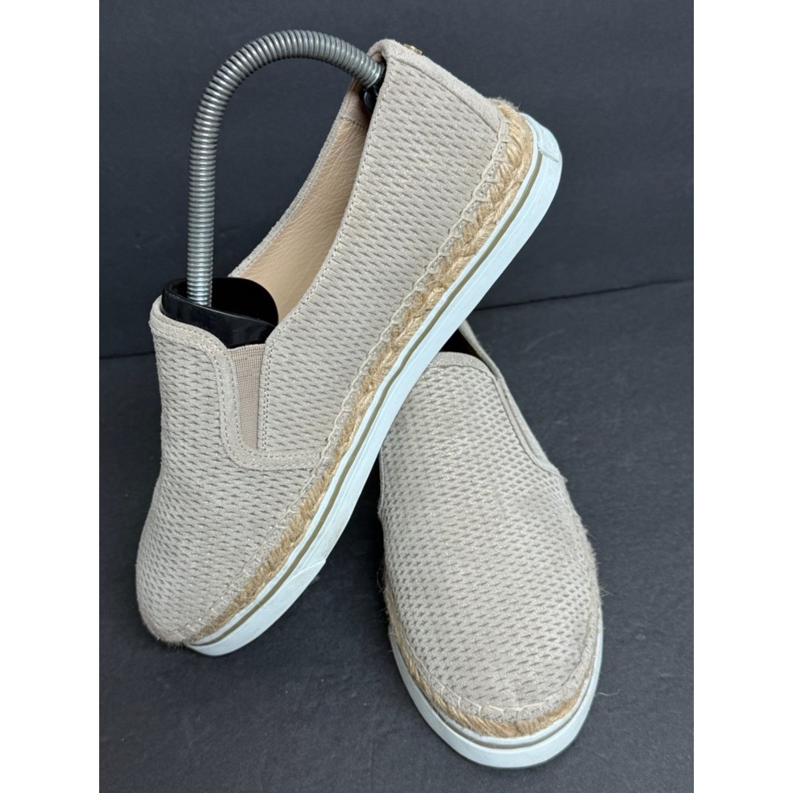 Jimmy Choo Jimmy Choo Beige Suede Shimmer Platform Loafer Flat 38.5 Size US 8.5 / IT 38.5 - 3 Thumbnail