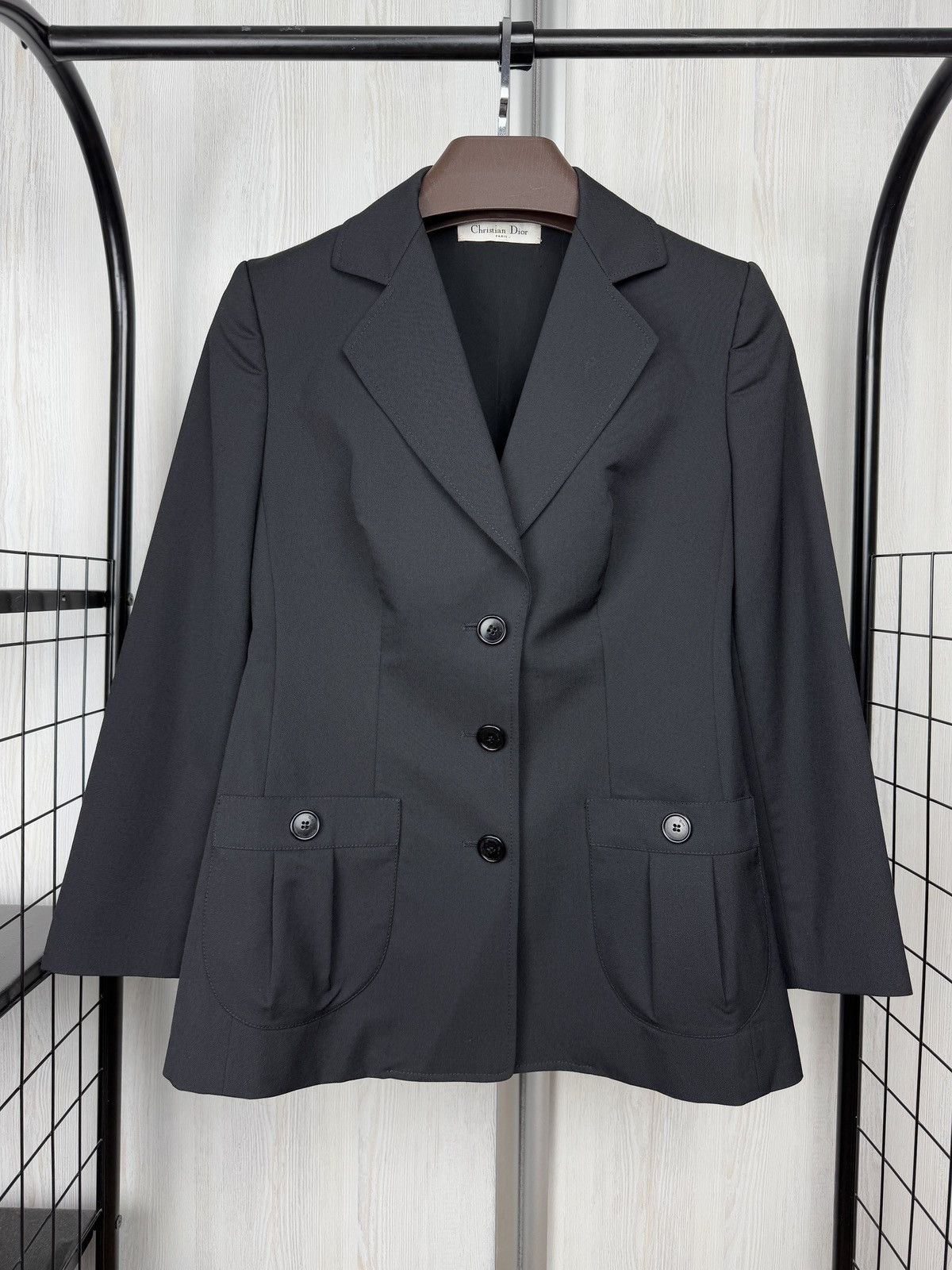 Christian Dior Monsieur Christian Dior Paris Blazer Womens Black Wool Blend Buttoned Size M / US 6-8 / IT 42-44 - 2 Thumbnail