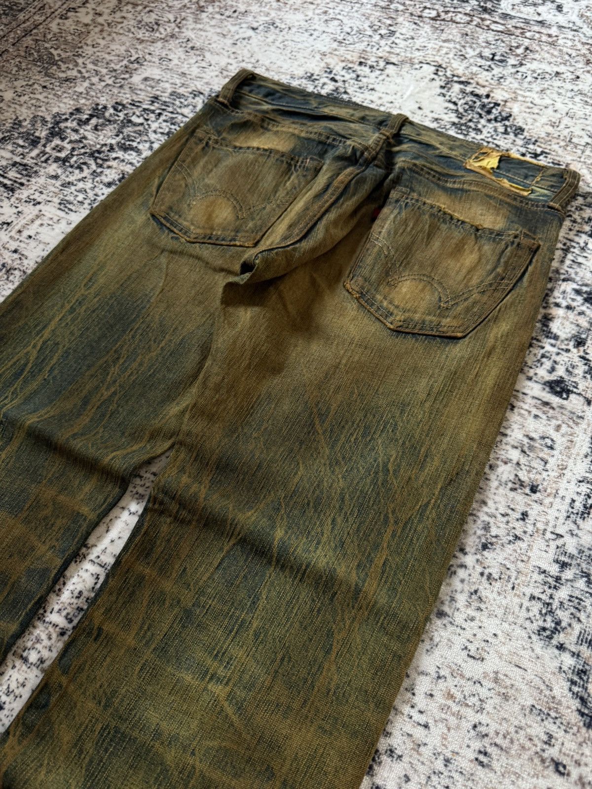If Six Was Nine EDWIN 503 Muddy Wash Patin Fade Studded Loose Jeans Size US 32 / EU 48 - 14 Thumbnail