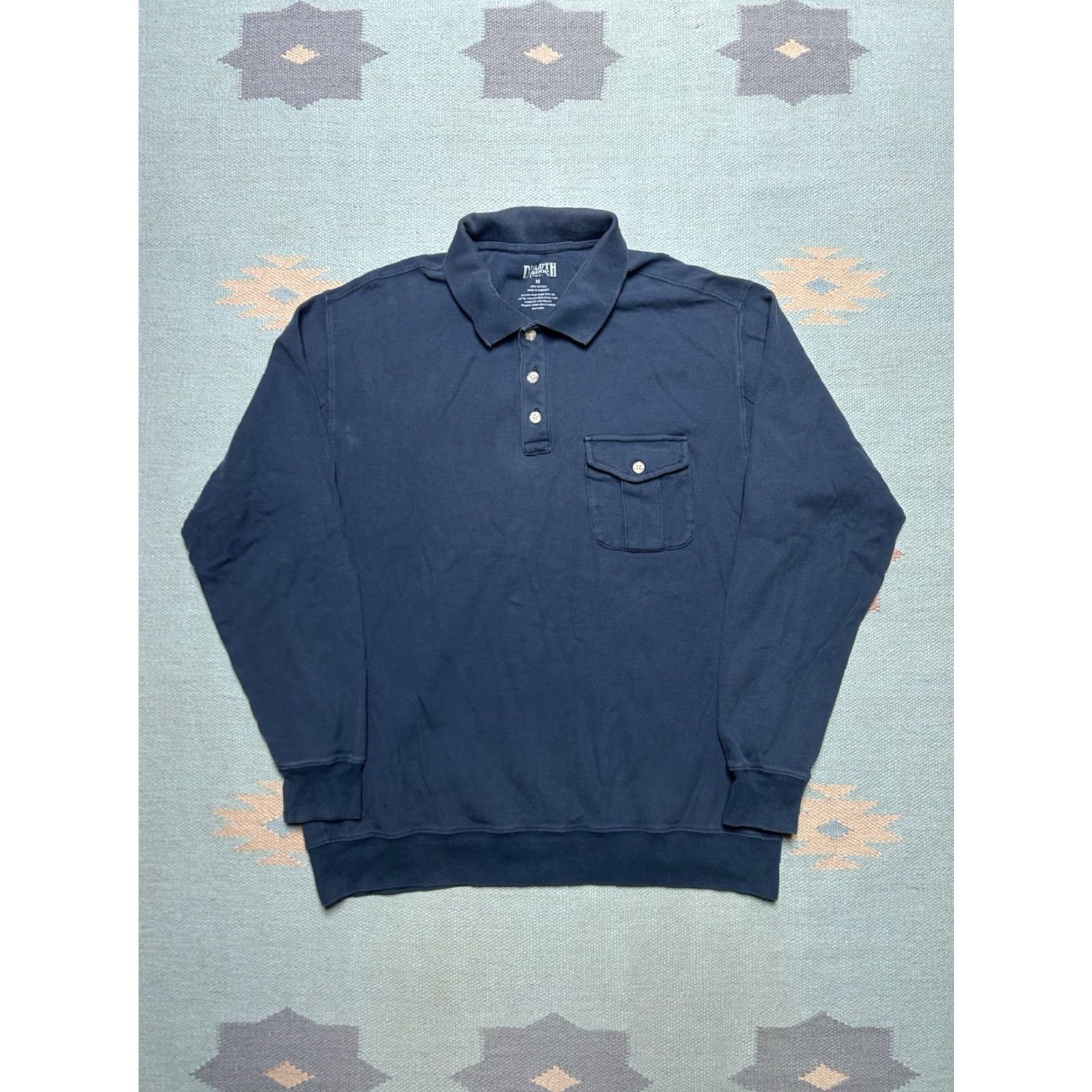 CO Duluth Trading Co Polo Shirt Long Sleeve Cotton Heavy One Pocket Blue Medium Mens Shirt Size US M / EU 48-50 / 2 - 2 Thumbnail